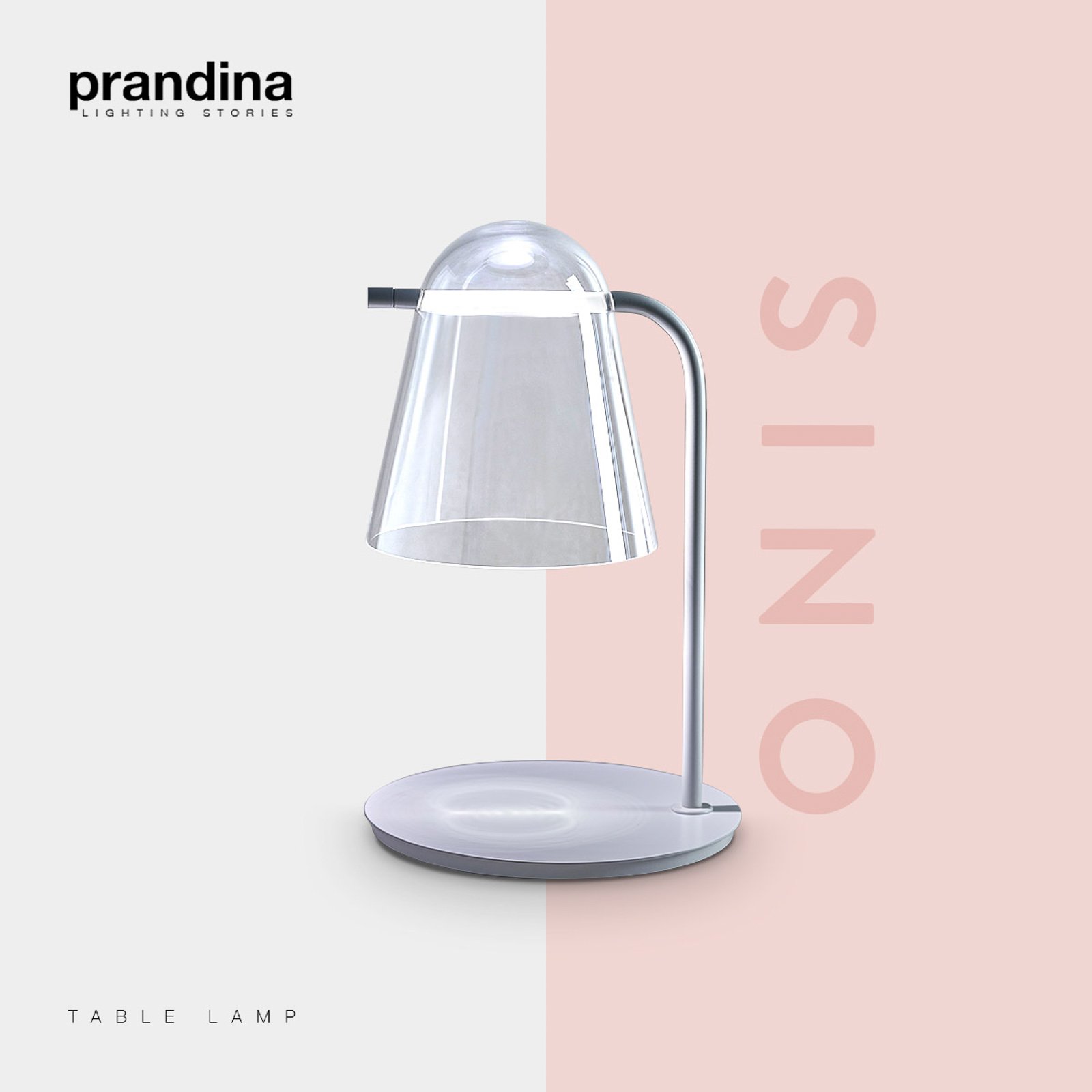 Prandina Sino T3 LED επιτραπέζιο φωτιστικό διαφανές / λευκό ματ