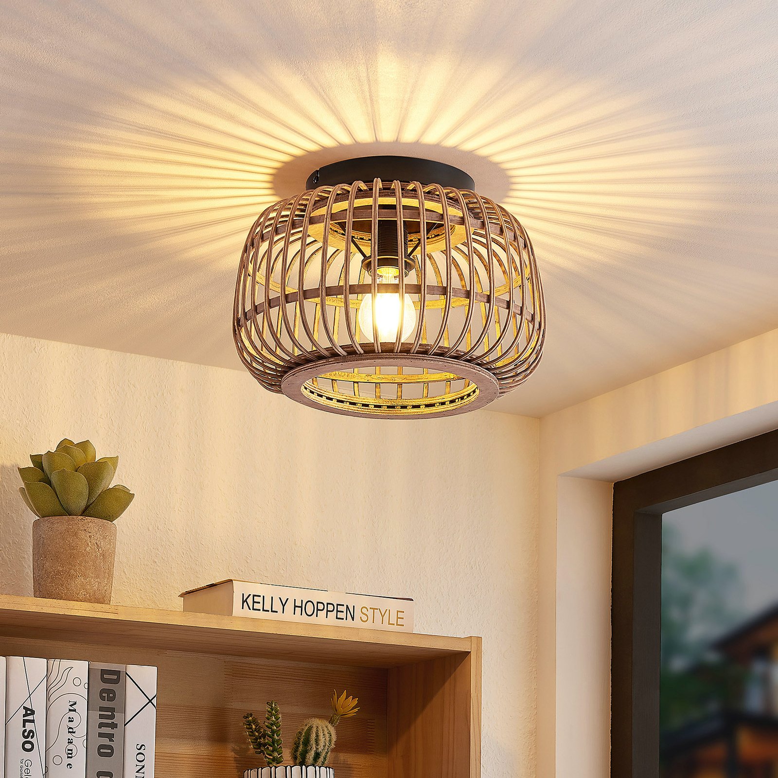 Bominio Ceiling Lamp Ø33 Wood - Lindby