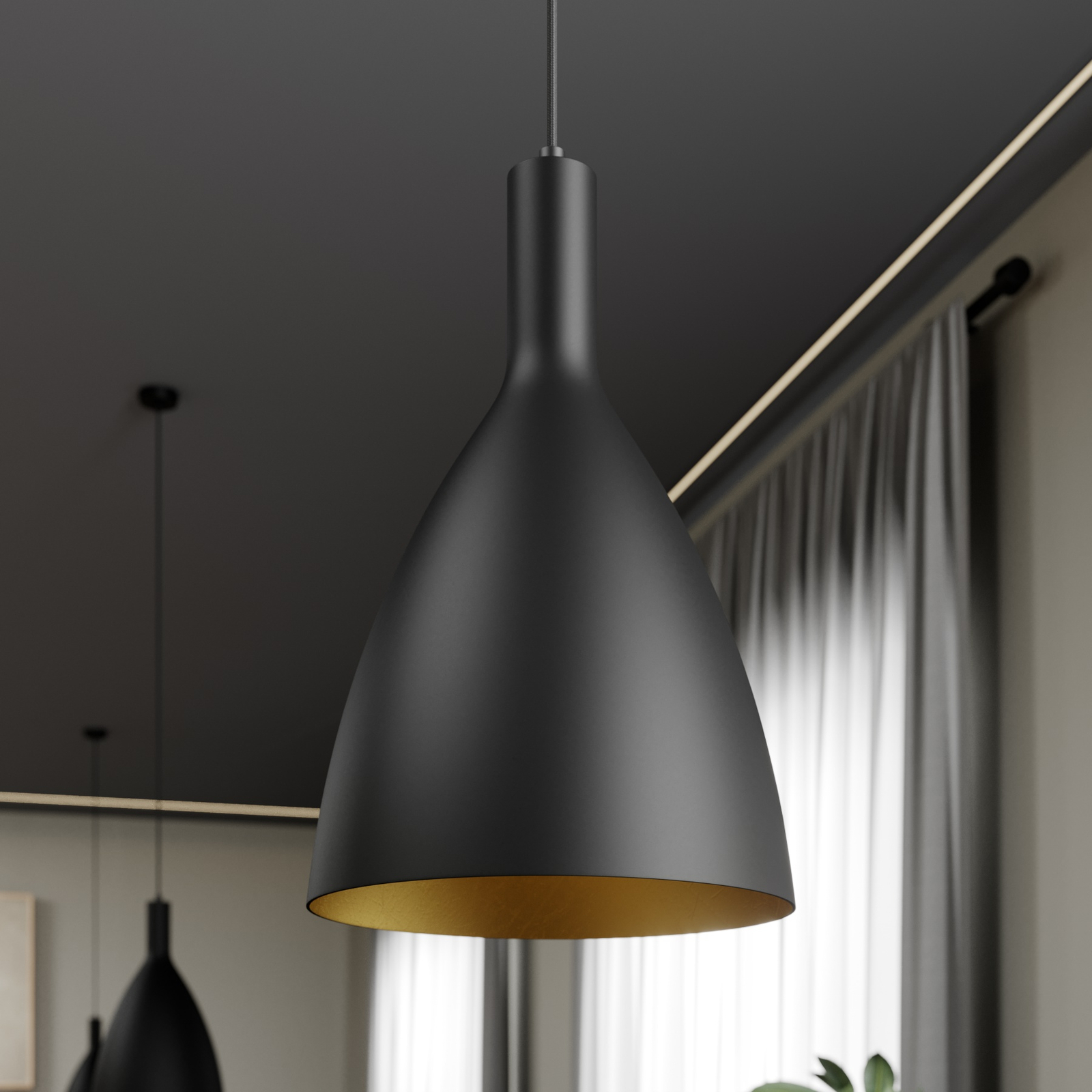 Arcchio Arthuria hanglamp, 1-lamp zwart