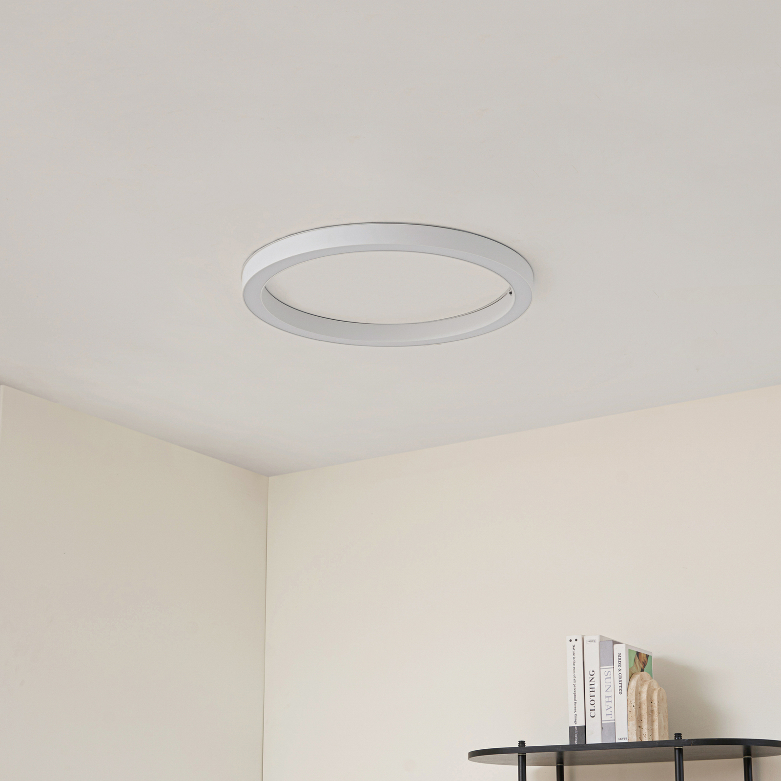 Lucande LED lubų šviestuvas Neor, baltas, Ø 60 cm, CCT, reguliuojamas