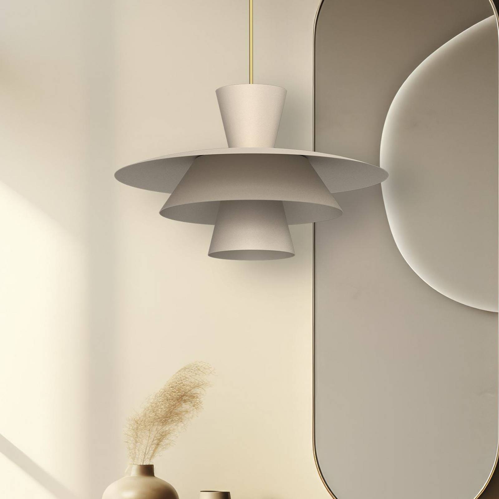 Hängeleuchte Plato, beige, Metall, Ø 38 cm, E27 günstig online kaufen
