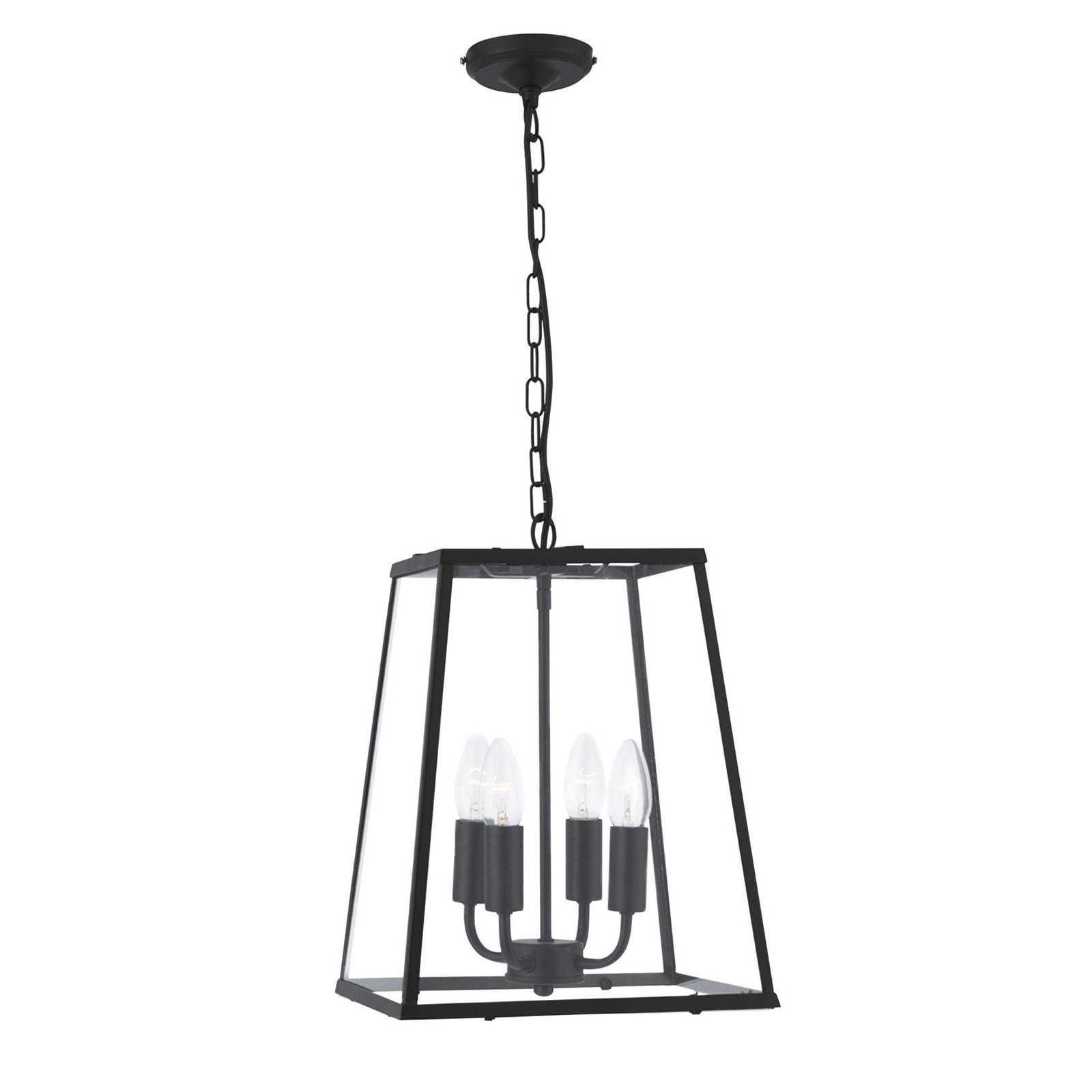 Searchlightlighting - Searchlight Lanterns - 4 Licht Deckenlaterne Anhänger Matt Schwarz Glasscheiben E14