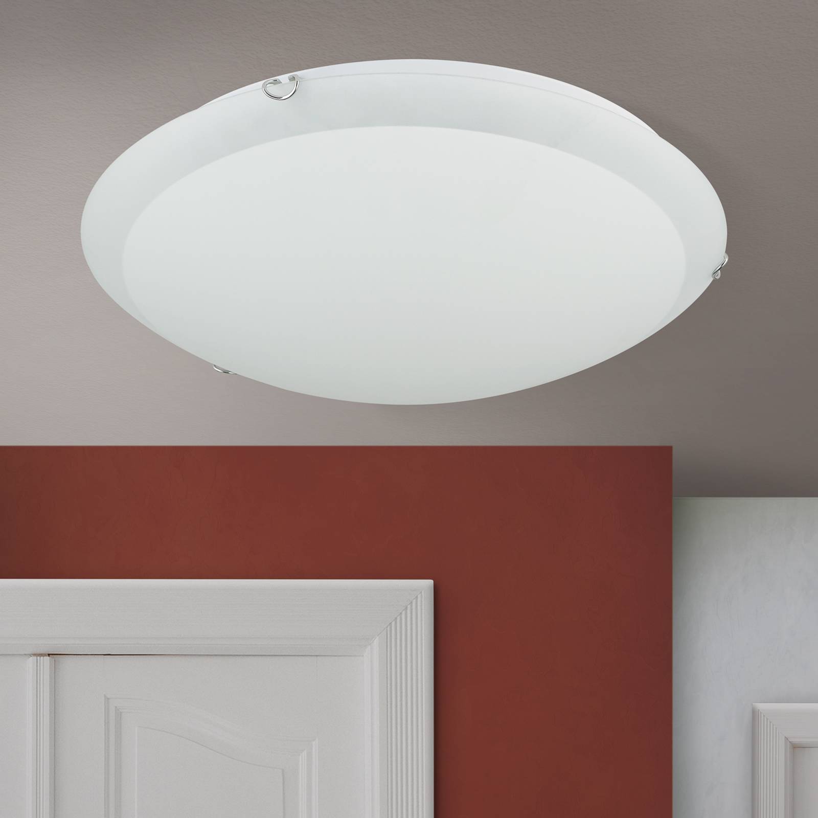 Lampa sufitowa Agada, szkło opalowe, chrom, 50 cm