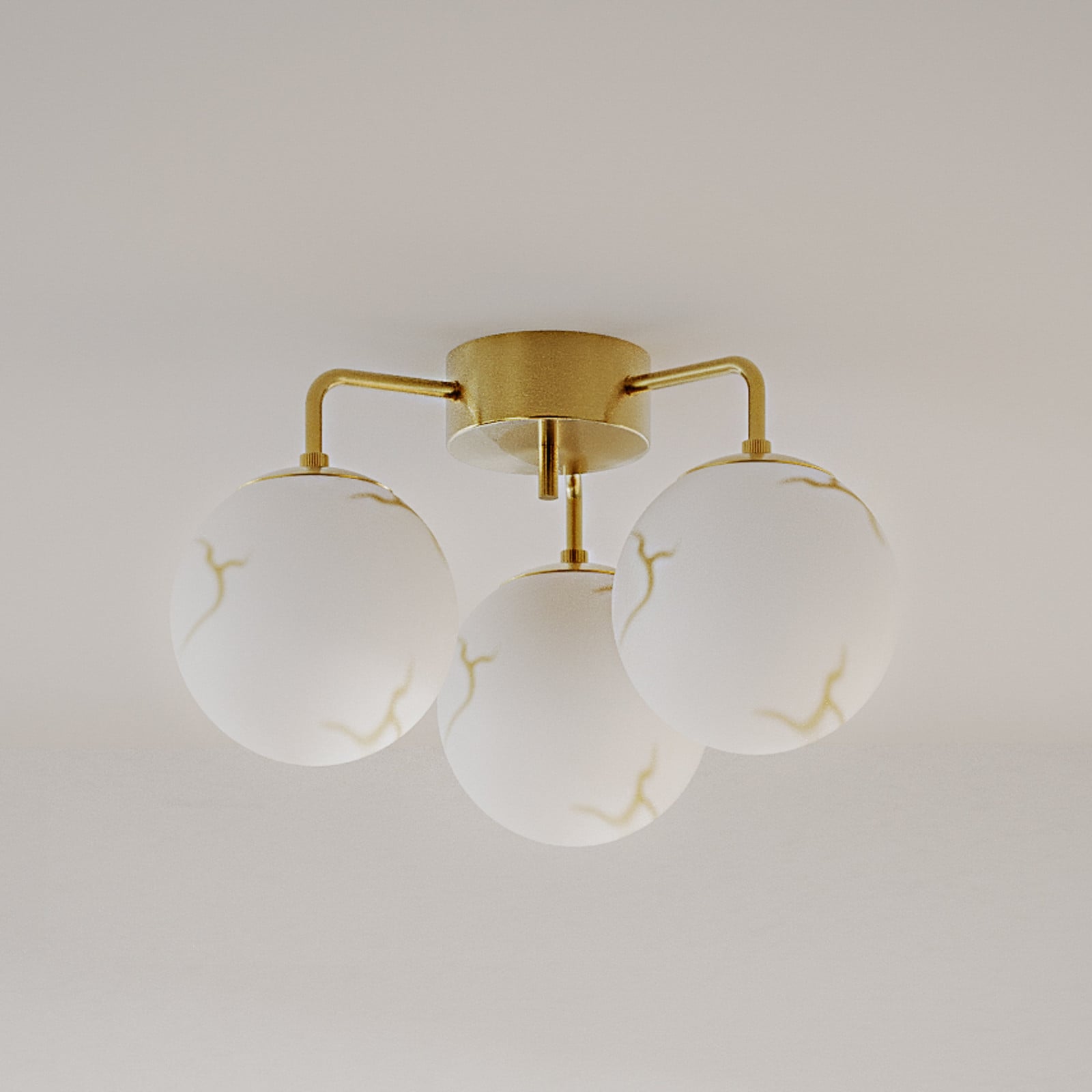 Bellagio taklampa, mässing/vit, 3 lampor, glas – By Rydéns - Vardagsrum - Med flera ljuskällor | Produkter - Plafonder | Lampspecialisterna