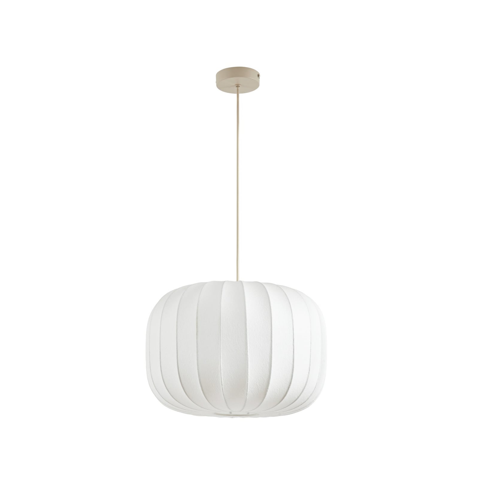 Lampada a sospensione Lucande Bridget, a 1 lampadina, Ø 40 cm, bianca, tessuto Lampada a sospensione Lucande Bridget, a 1 lampadina, Ø 40 cm, bianca, tessuto