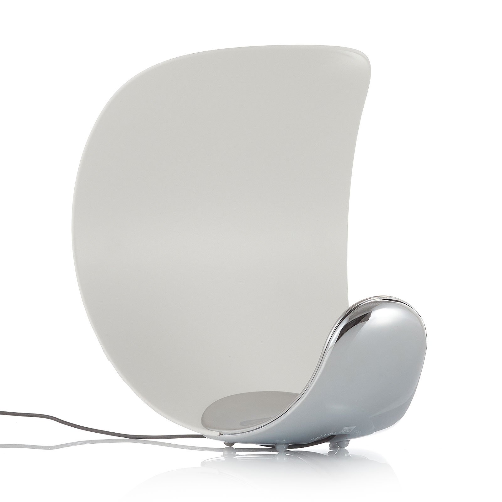 Formatervezett asztali lámpa Curl fehér/tükrös