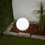 Lindby LED solar lamp Lago, Ø 25 cm, globe, ground spike, white