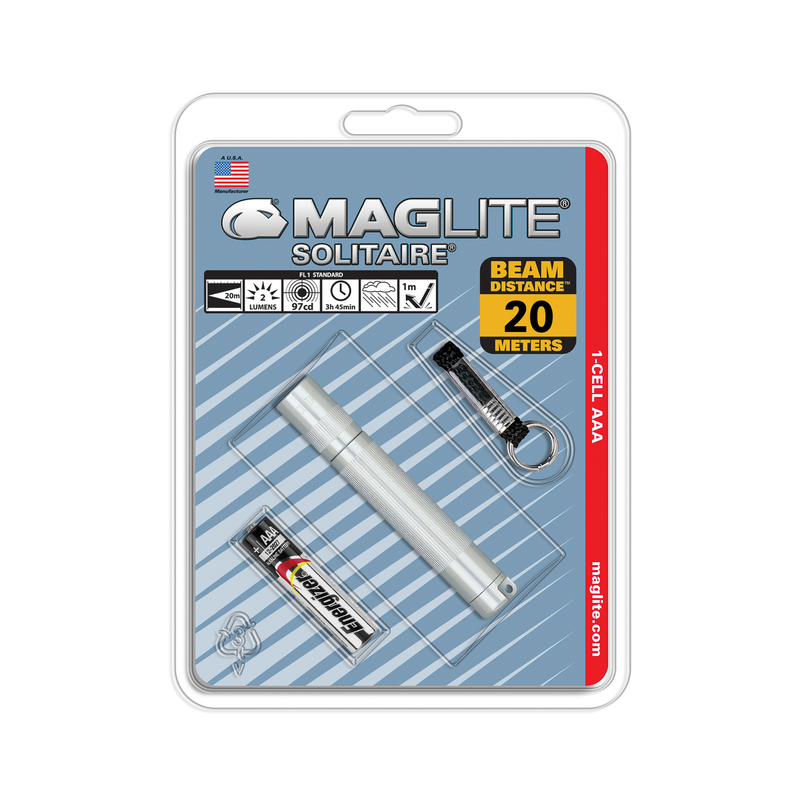 Maglite zaklamp Solitaire 1 Cell AAA, zilver