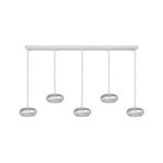 Lampada LED a sospensione Tarsia, bianco opaco, lunghezza 161 cm, vetro, a 5