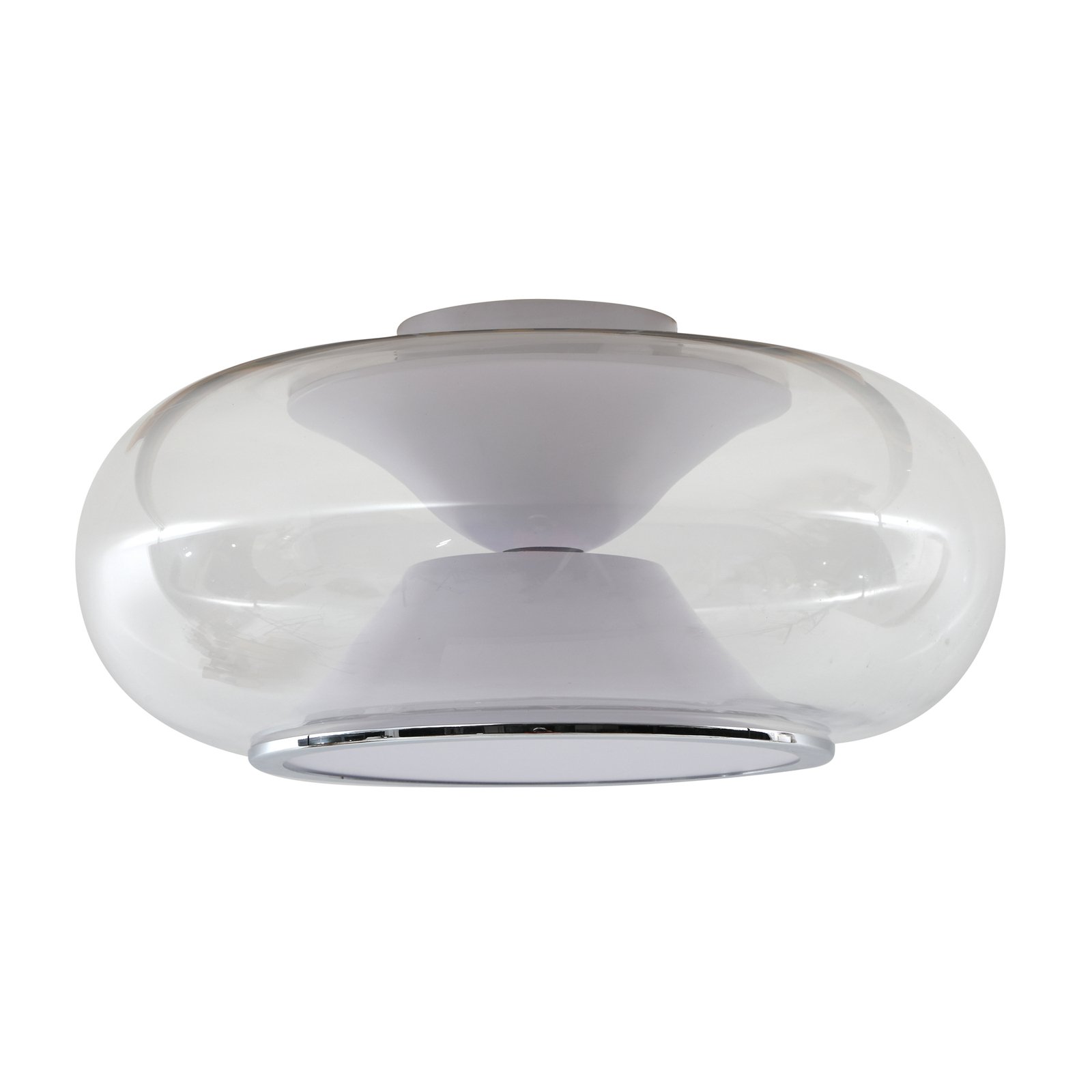 Lucande Orasa LED-taklampe, glass, hvit/klar, Ø 43 cm