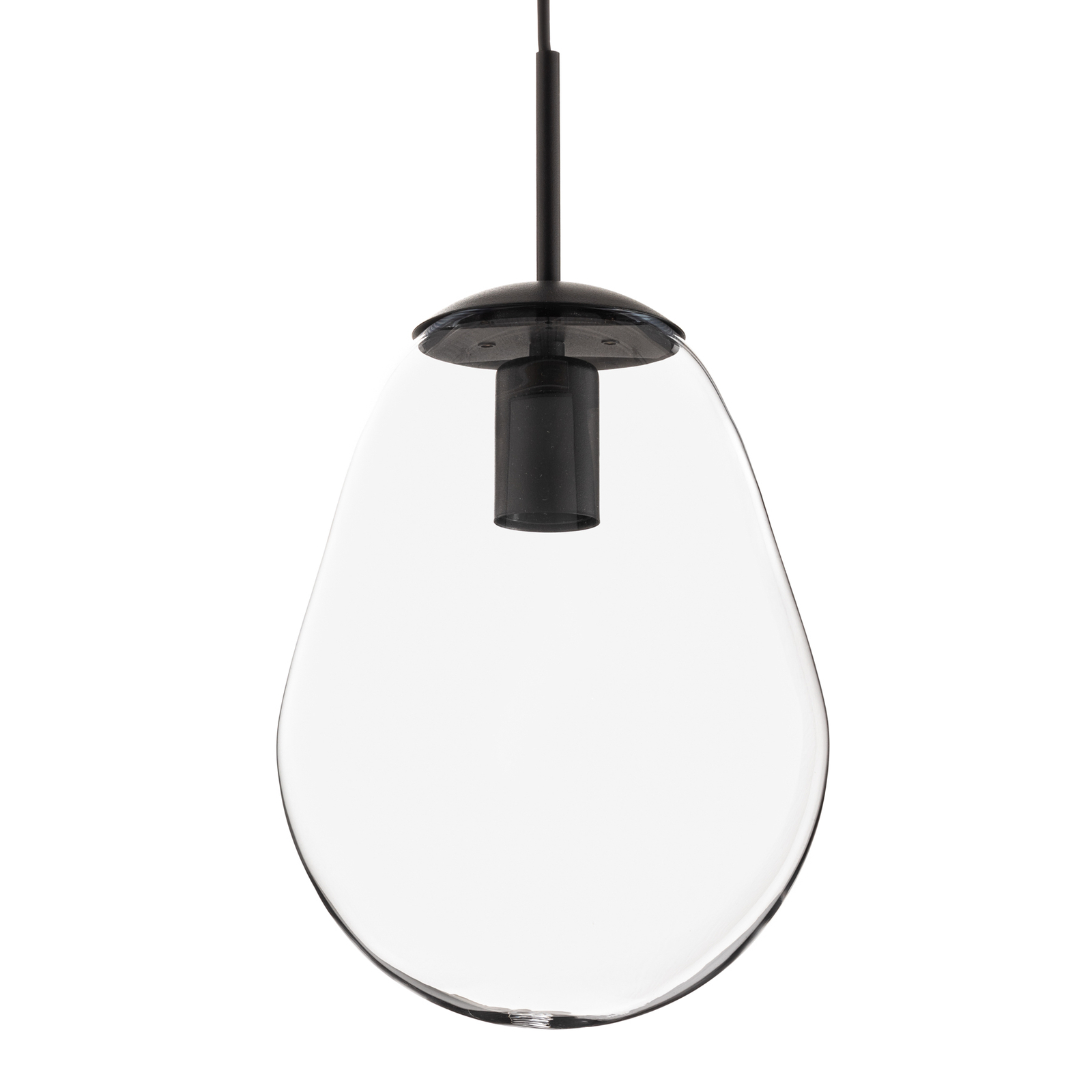 Pear S pendant light with glass shade, black