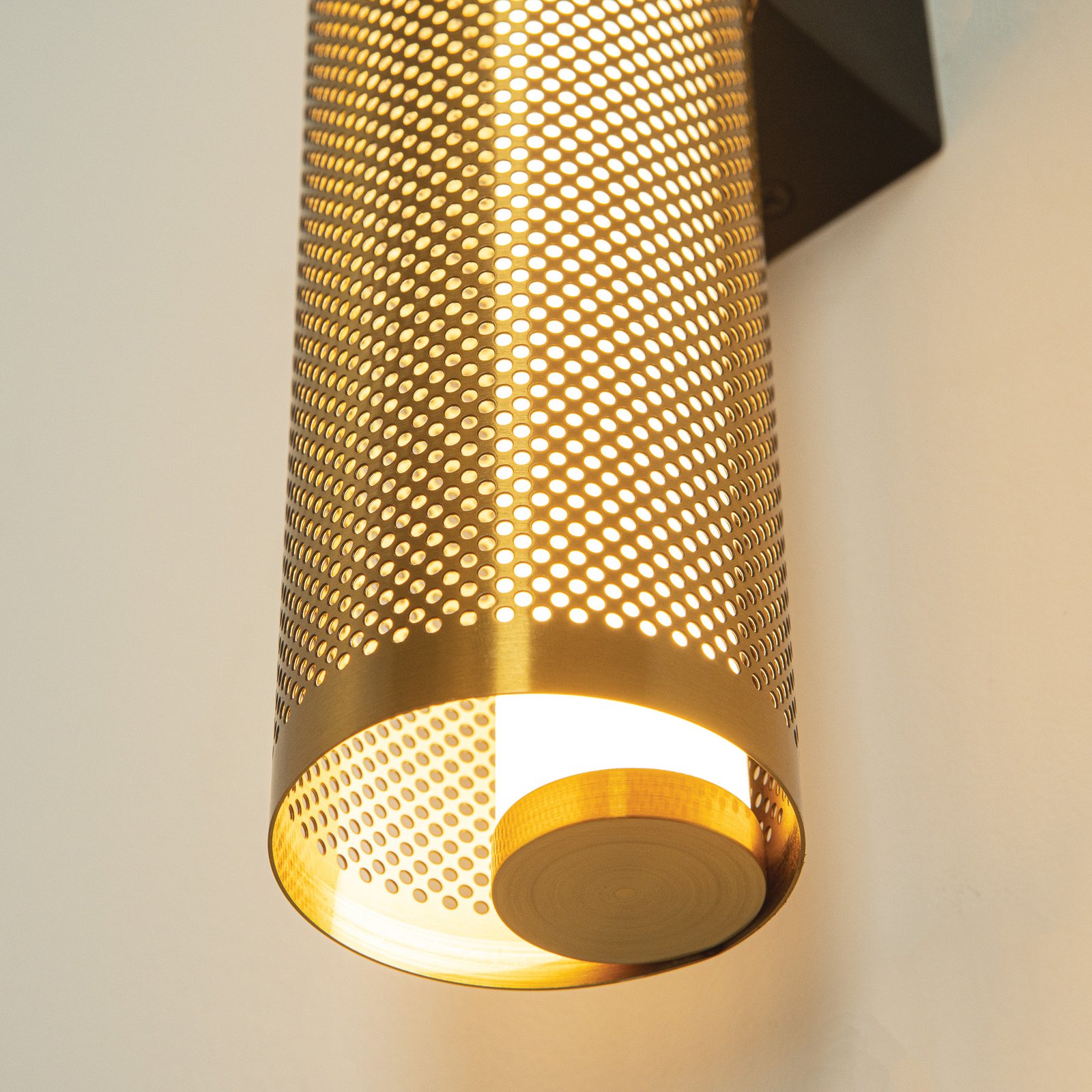 LED wall light 23041, gold-coloured, stainless steel, 3,000 K