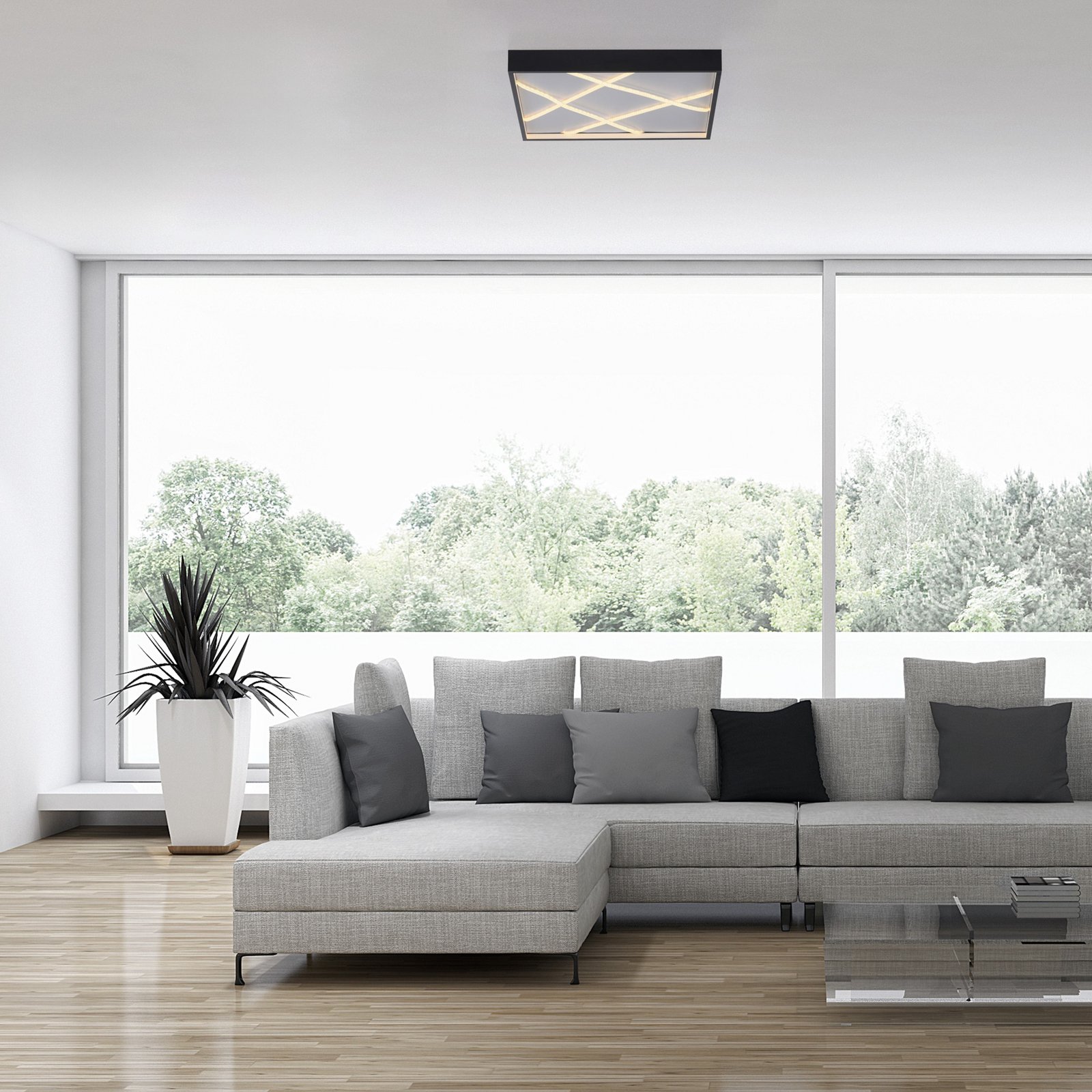 JUST LIGHT. LED plafondlamp Mikado, 50 x 50 cm, zwart