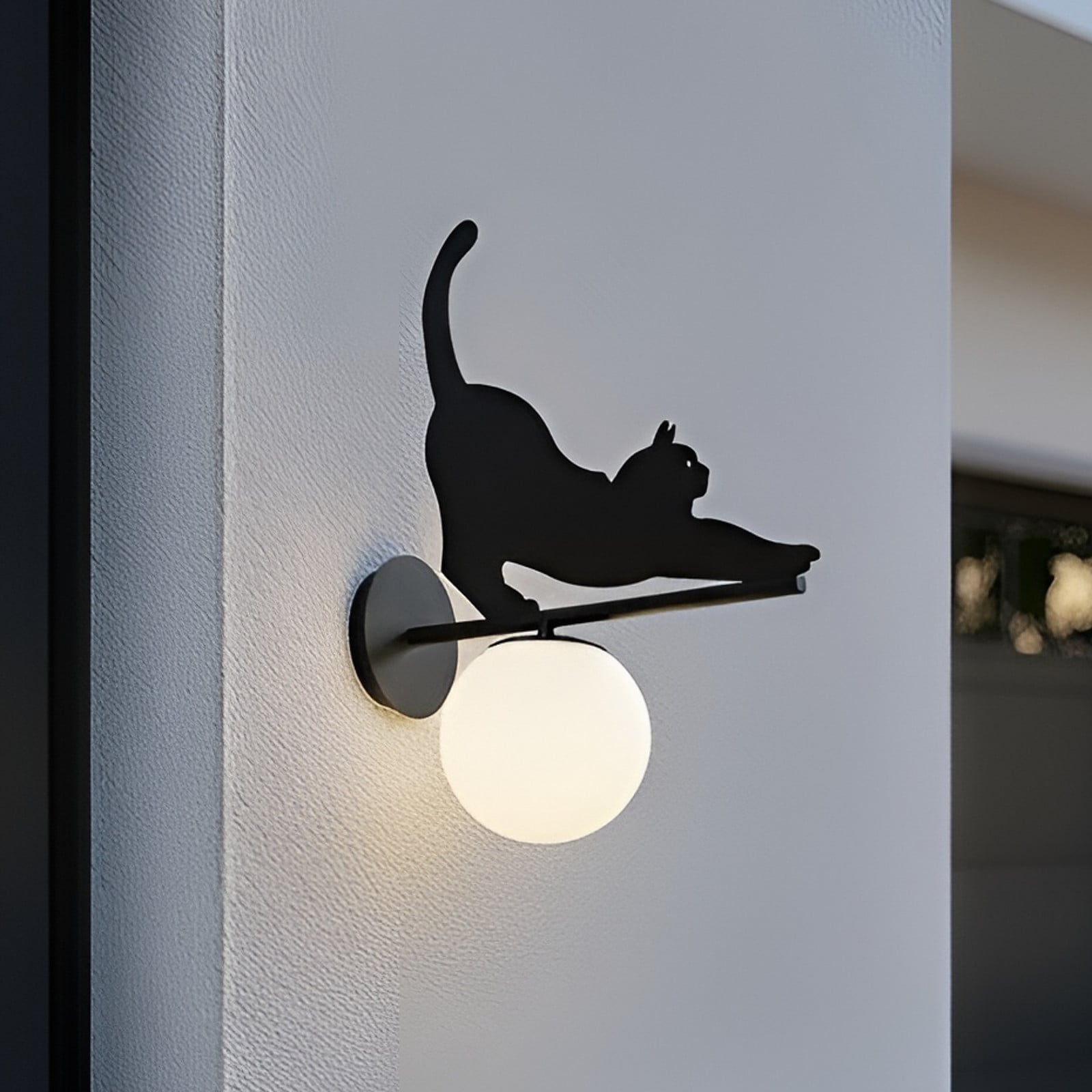 Lintu udendørs væglampe, sort, IP44, metal, kat Katti Cat Lindby - Altan - Rustik - Med én lyskilde