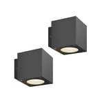 LED-Außenwandleuchte Jarno, anthrazit, 2er-Set, Metall, 9cm