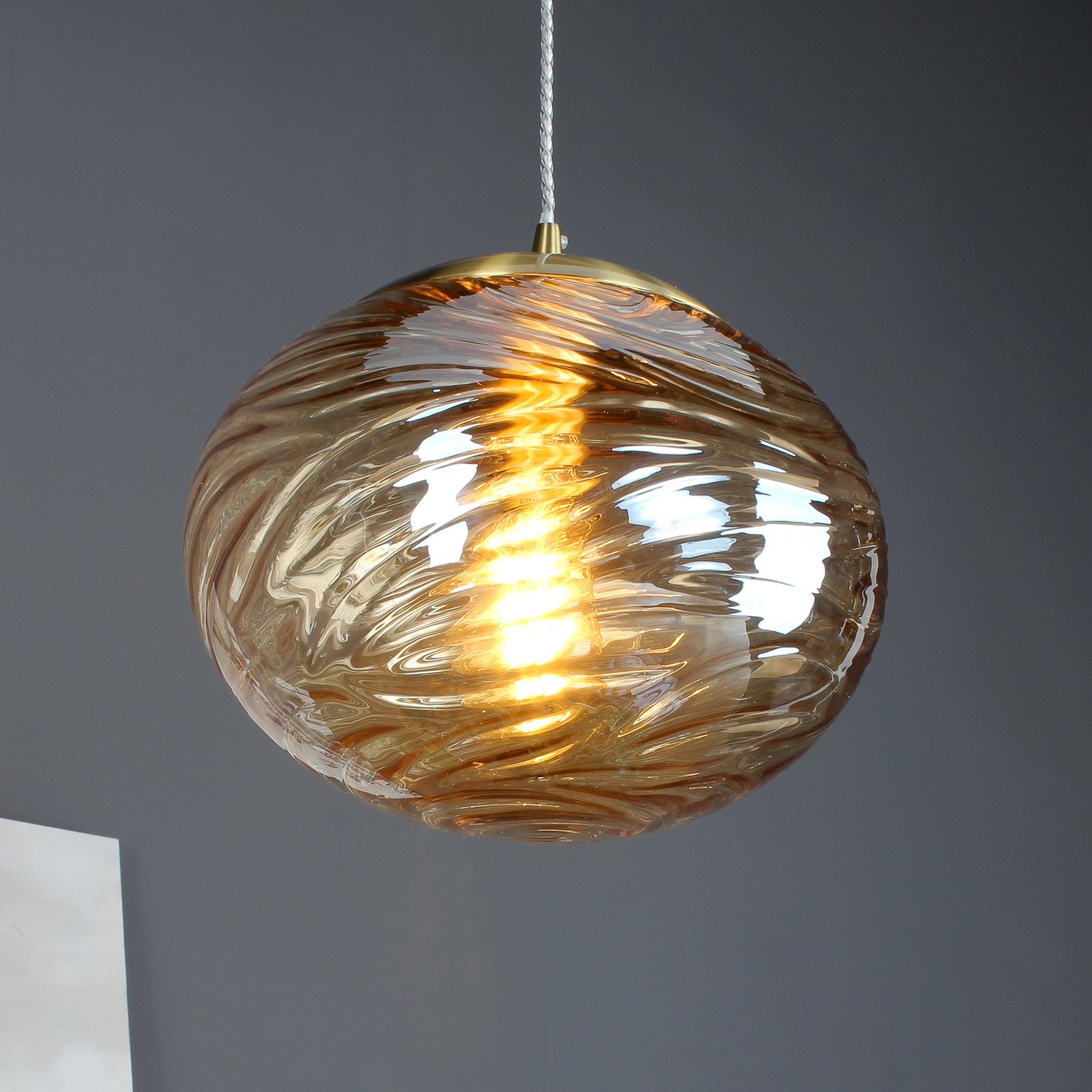 Nereide hanging light, glass bronze