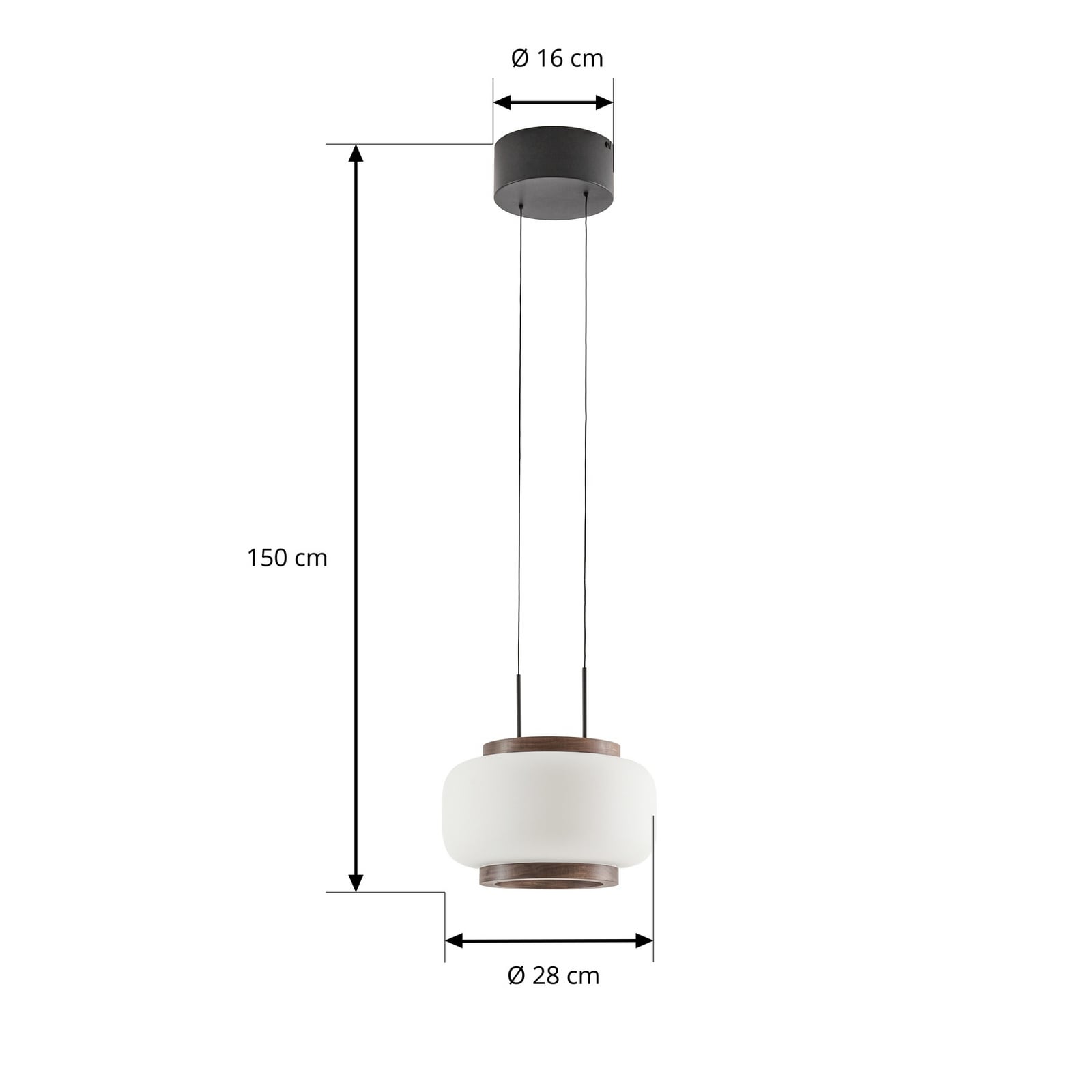 Shiro LED-Hängeleuchte, 1-flammig, Holz/Glas - Quitani