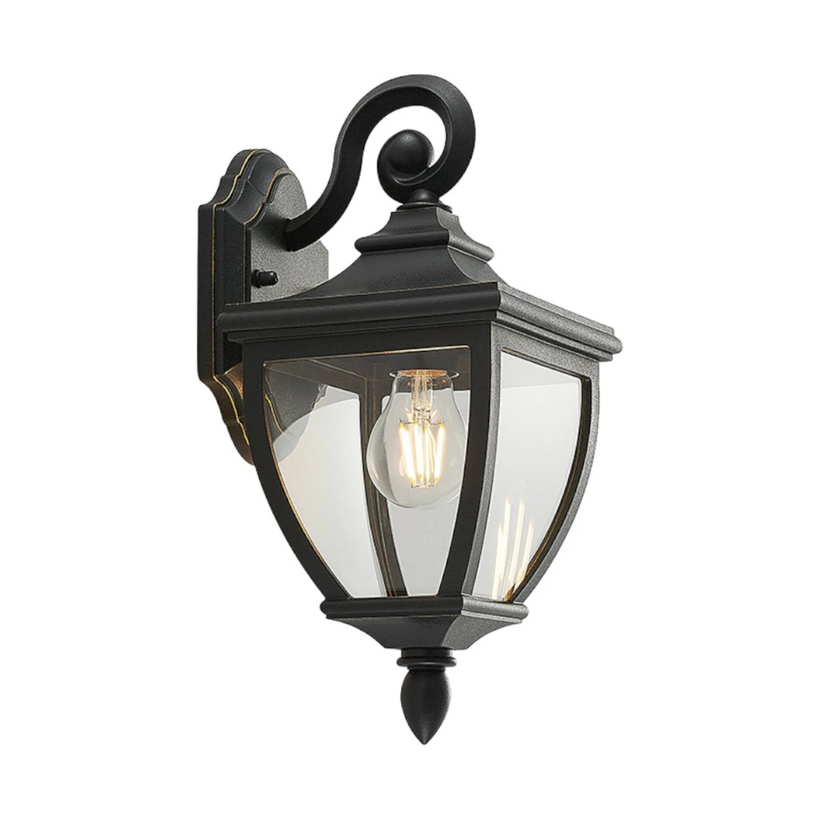 Lindby Außenwandlampe Cerys, schwarz, Plastik, Höhe 37cm