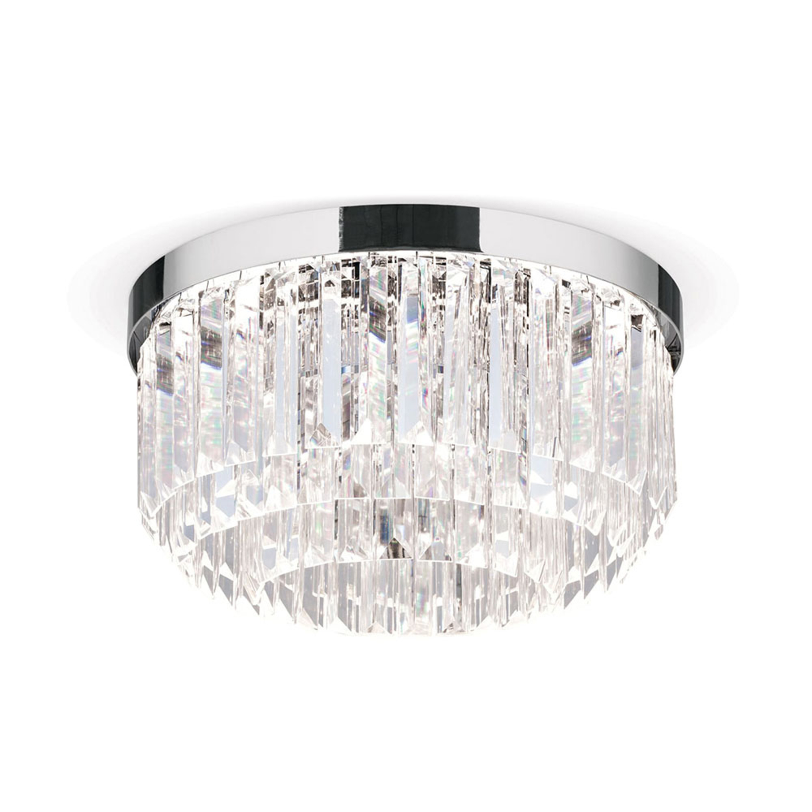 Prism LED-loftlampe, krom Ø 35 cm