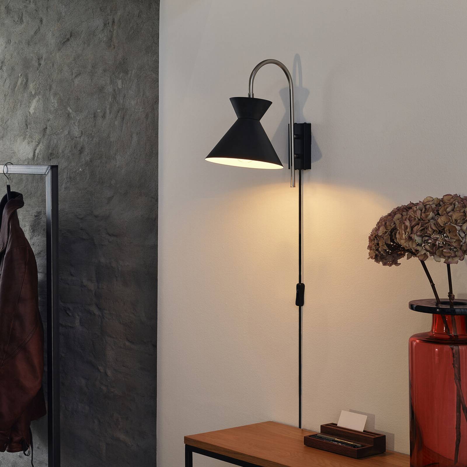 Kinkiet OSRAM Decor Waist, stal, czarny, E27, wtyczka