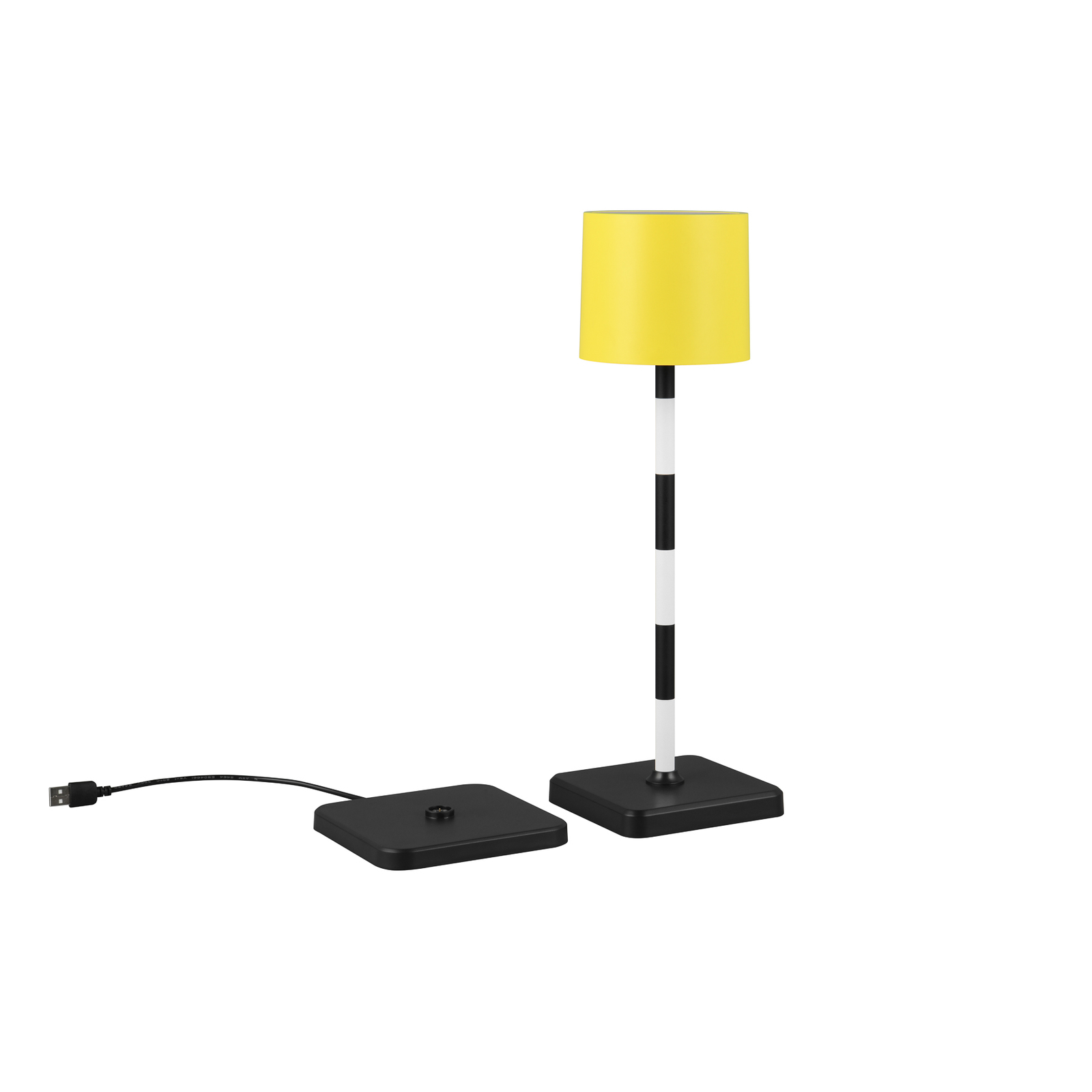 Lampe de table LED rechargeable Fernandez, jaune, IP54, CCT, intensité