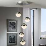 LED rippvalgusti Sphere, 5-valgusti, kroomitud