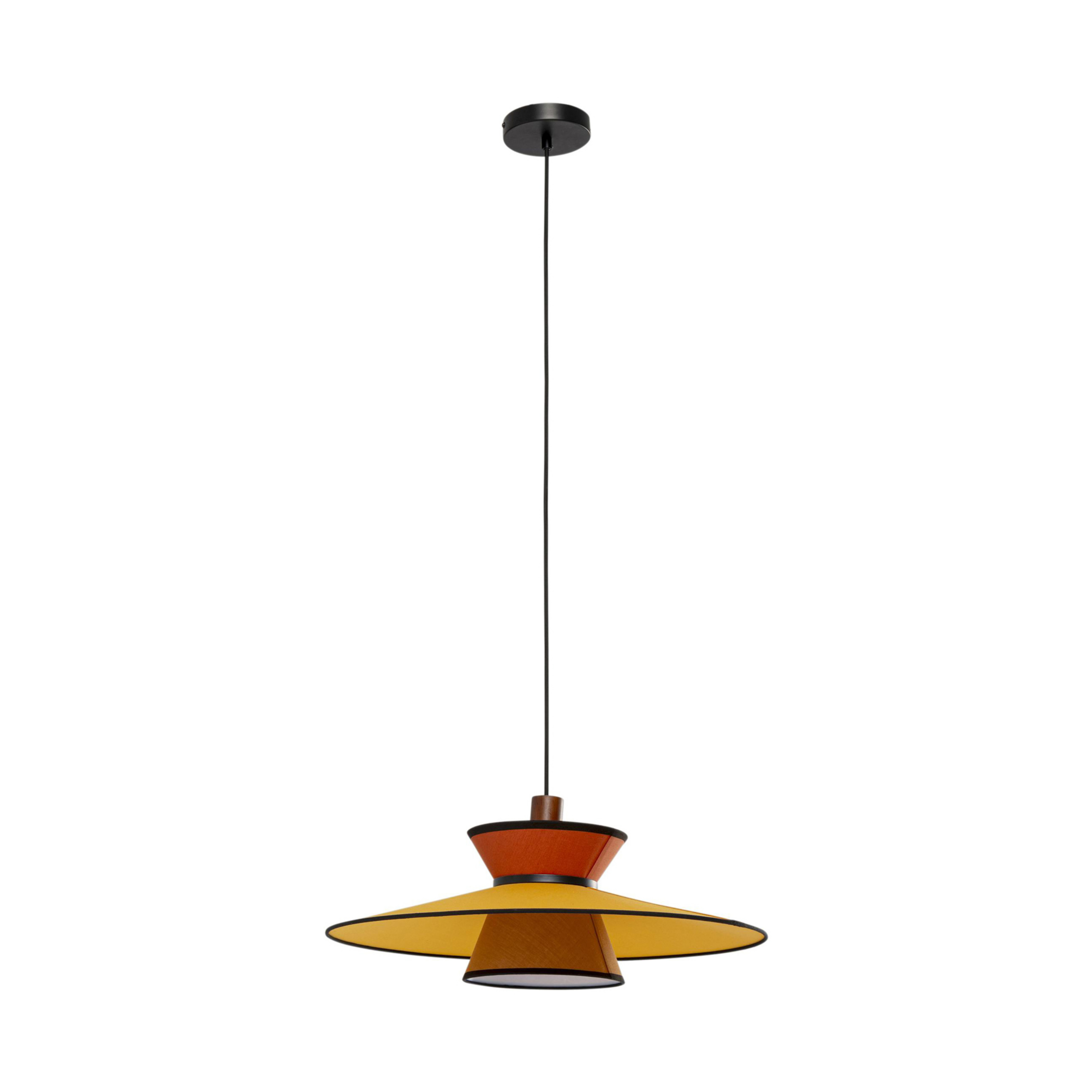 Lampa wisząca Kare Riva, multicolor, tkanina, drewno, Ø 55 cm