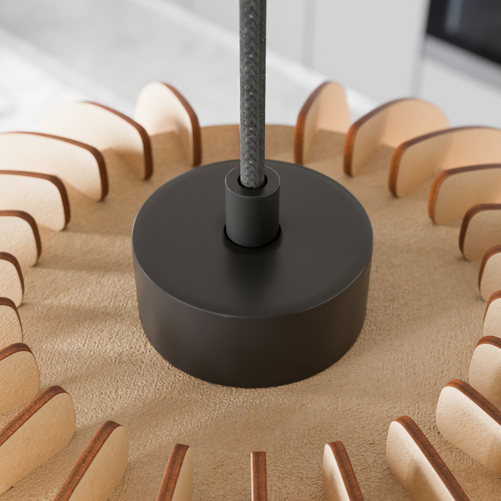 Clay Ø40 hanglamp zwart/hout - Envostar
