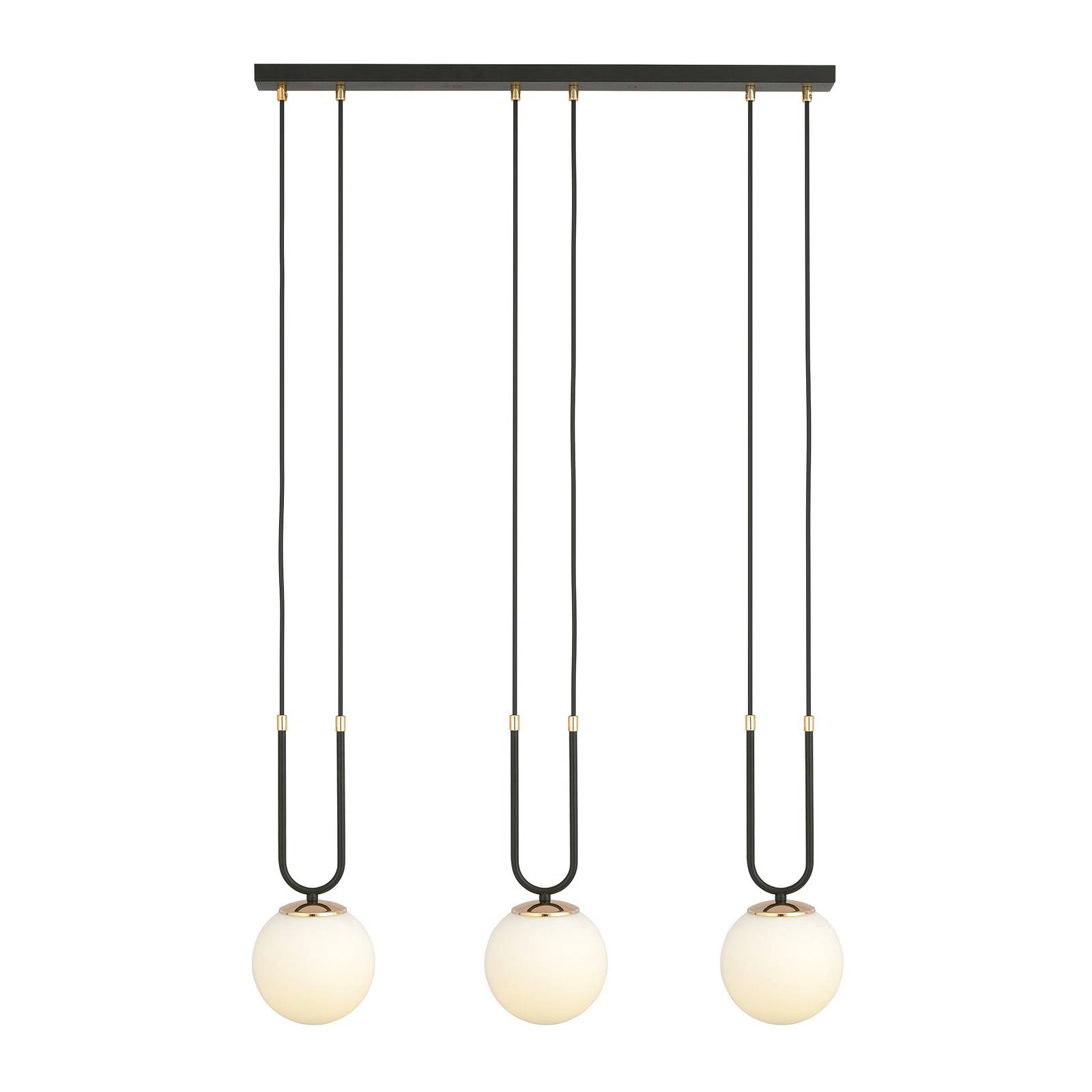 Suspension Glam noire/opale trois lampes