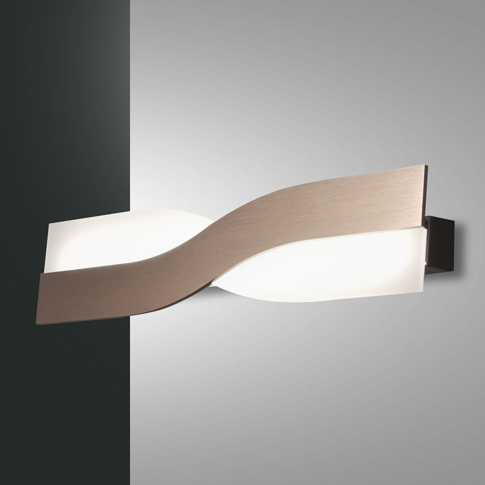Fabas Luce Riace LED wall lamp, 50 cm, bronze, for Living / Dining Room, aluminium, plastic, 13 W, energy efficiency: A+, W: 50 cm, H: 10 cm