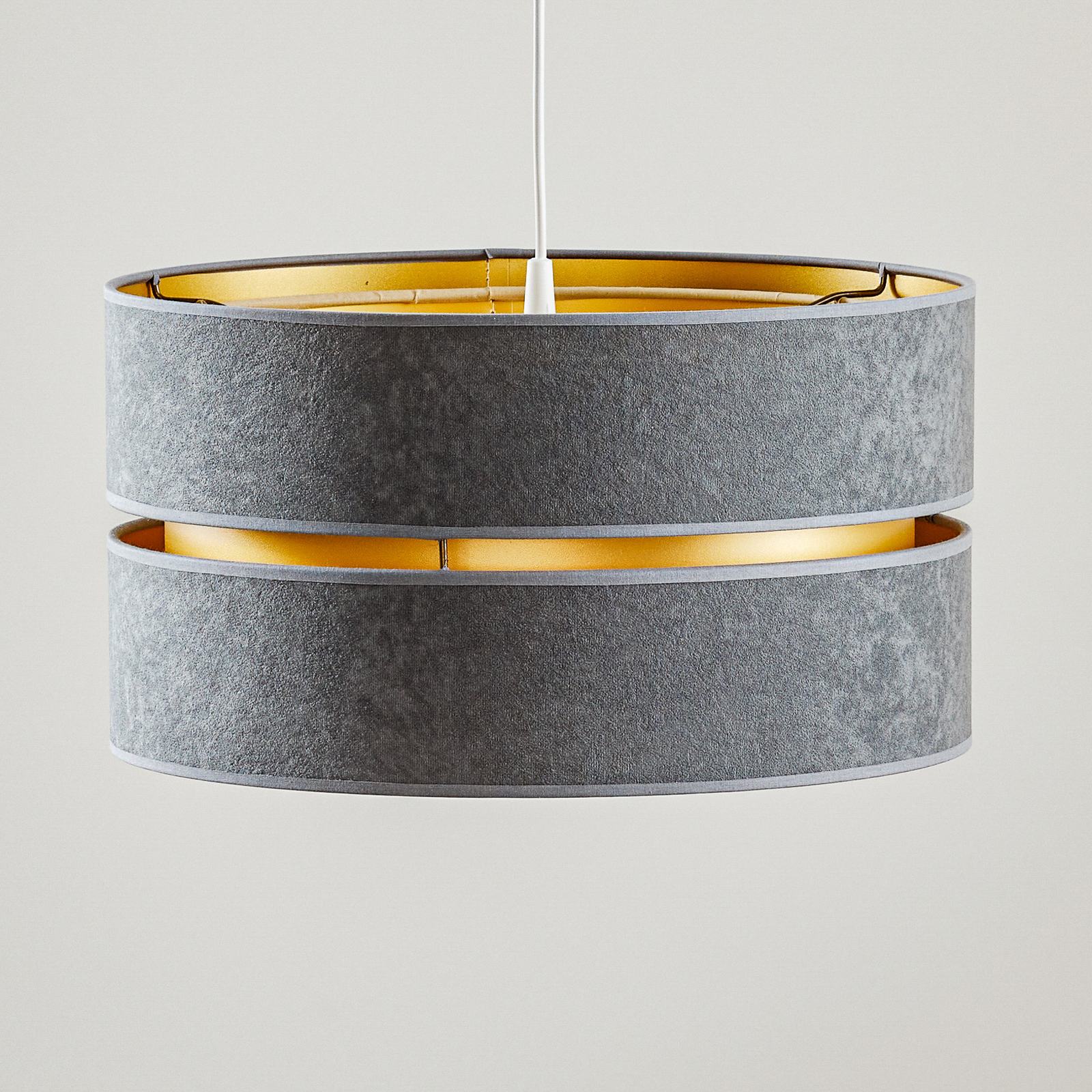 Duo hængelampe, grå/guld, Ø40 cm, 1 lyskilde