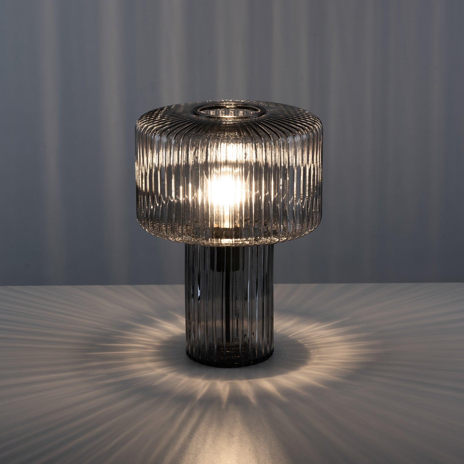 Fungus table lamp made of glass, smoke-coloured