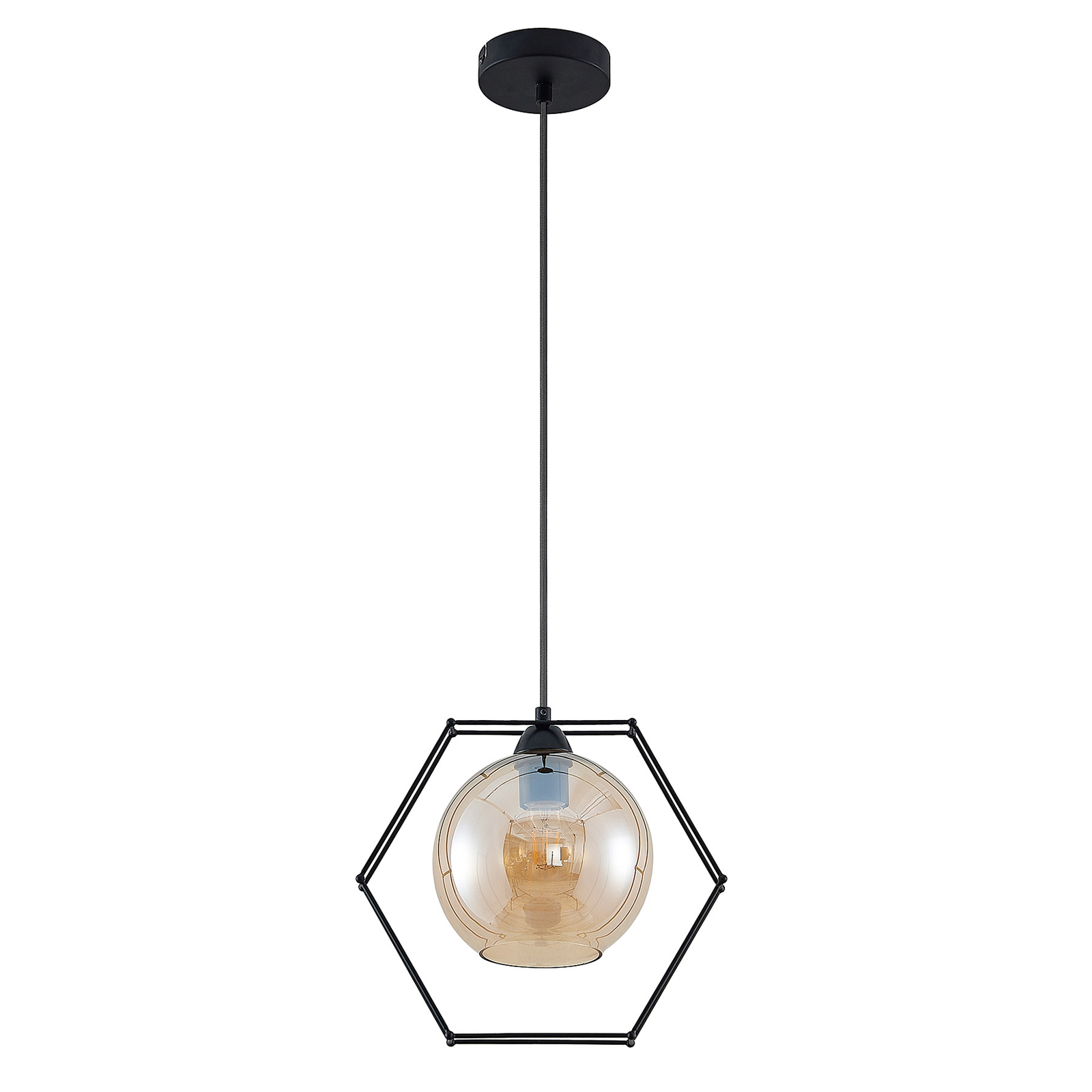 Lindby Dajanira pendant light, one-bulb, amber