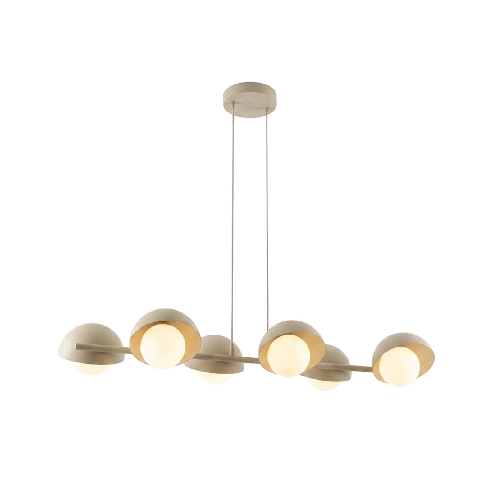 BOOM pendant light, beige, length 88 cm, 6-bulb, metal/glass BOOM pendant light, beige, length 88 cm, 6-bulb, metal/glass