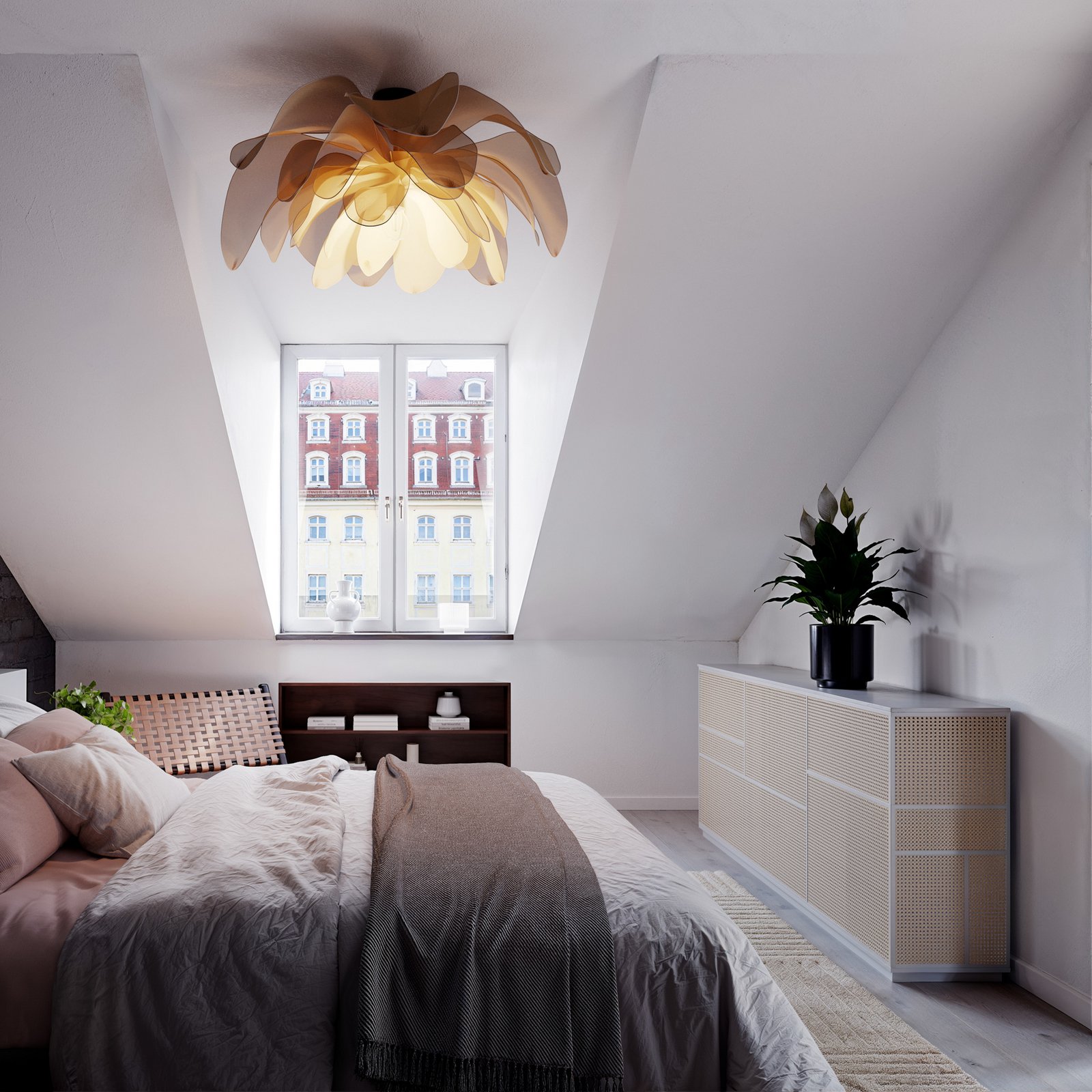 By Rydens Deckenleuchte Lou Lou, natur, Ø 80 cm, Textil