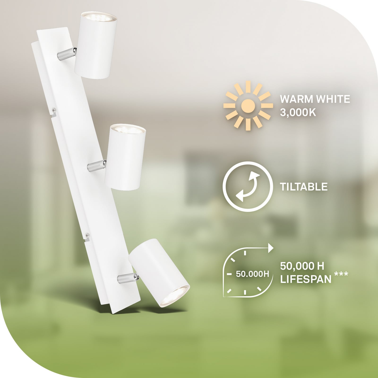 Griestu lampa Isil A, balta, 3 gaismas, metāla, grozāma