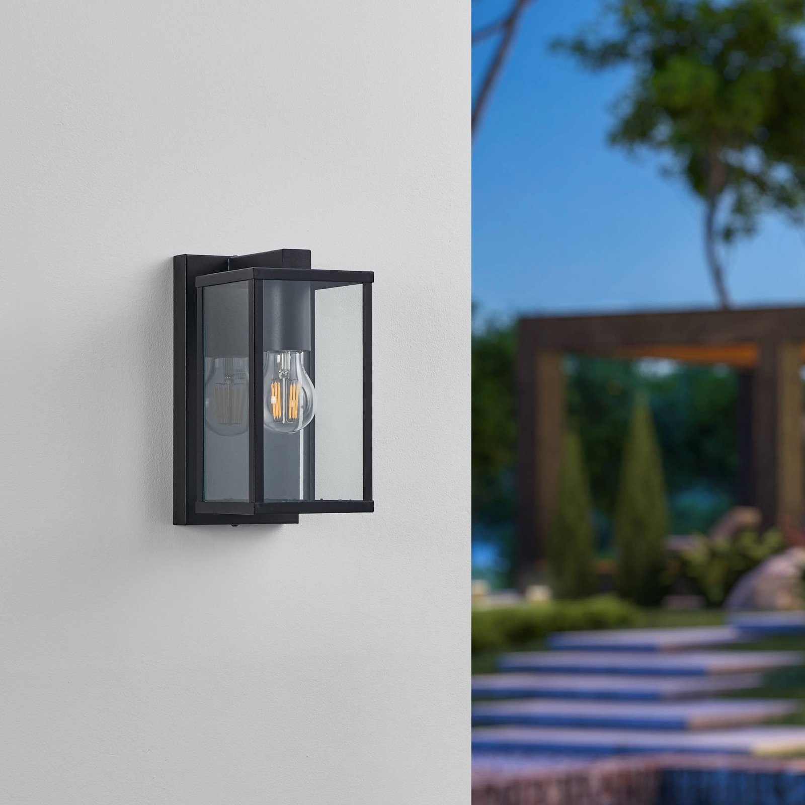 EGLO Budrone aplique exterior, negro/transparente