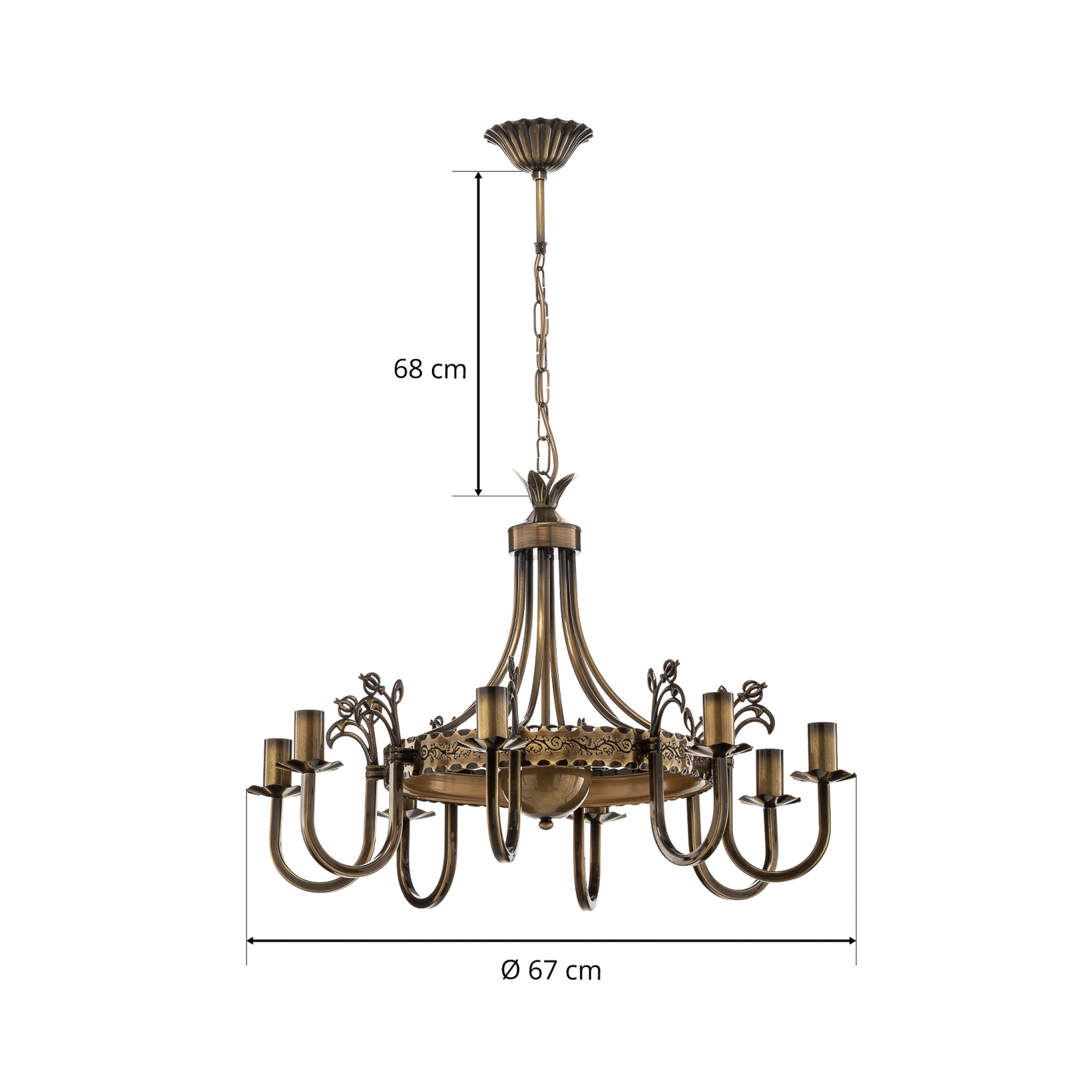 Castle chandelier light patinated 8-bulb