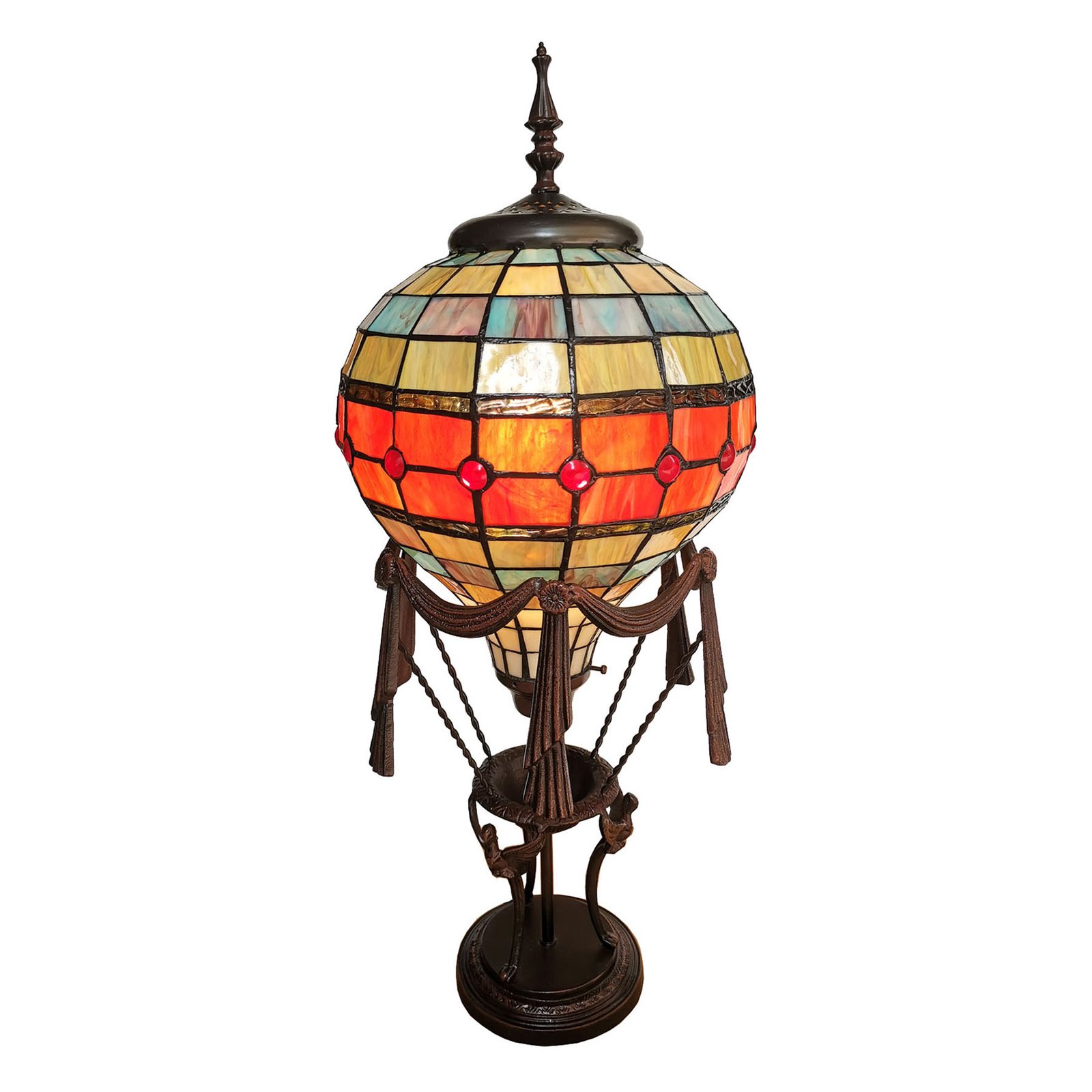 6016 bordlampe, varmluftsballong, Tiffany-stil