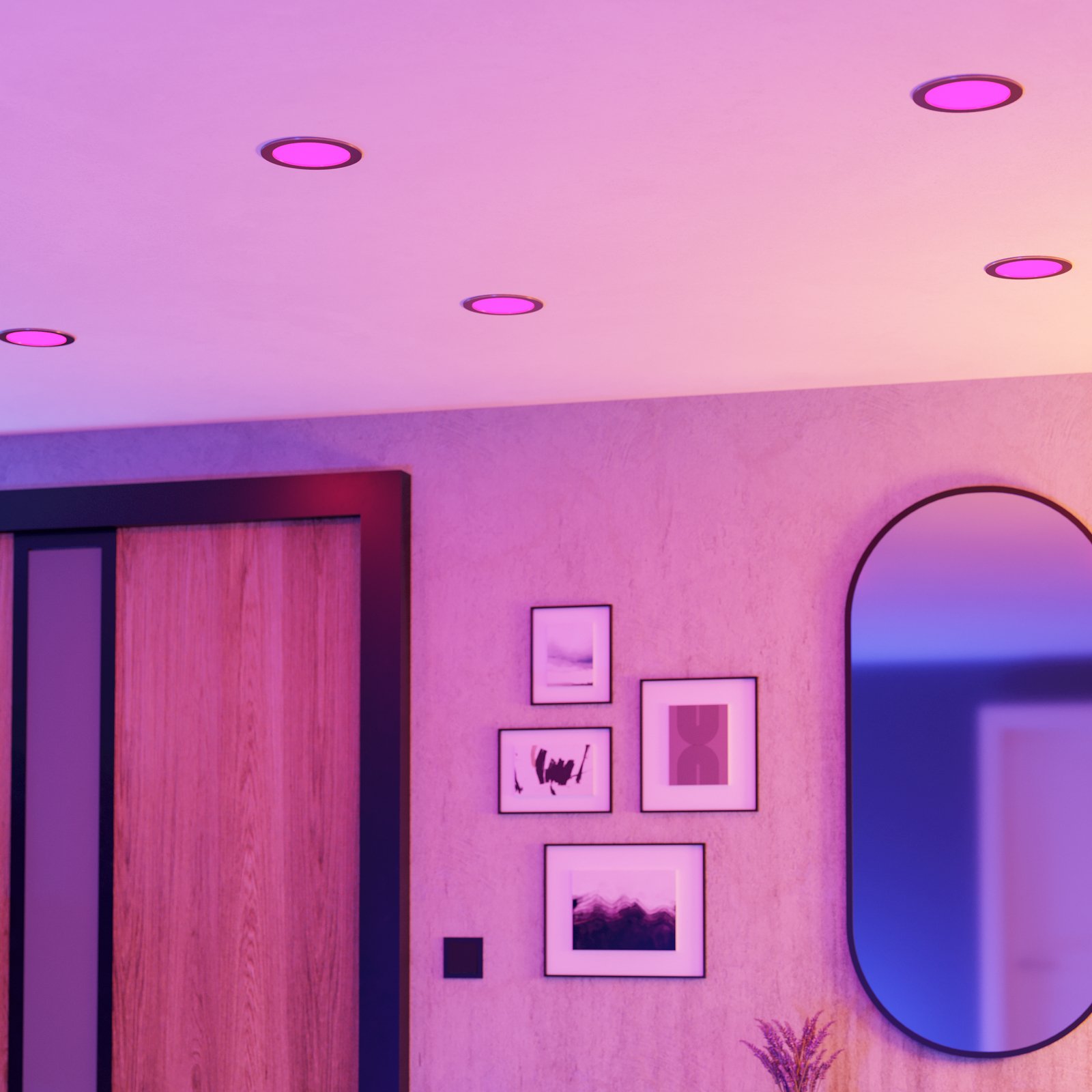 EGLO connect Smart-LED-Einbauleuchte Fueva 6-Z, grau, Ø 16cm