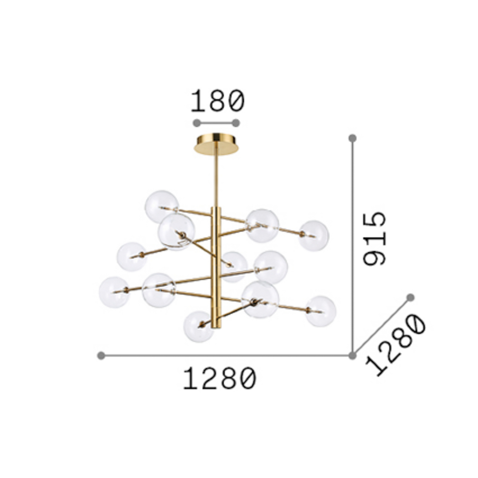 Suspension IDEAL LUX Equinoxe, chrome/transparent, à 12 lampes Suspension IDEAL LUX Equinoxe, chrome/transparent, à 12 lampes
