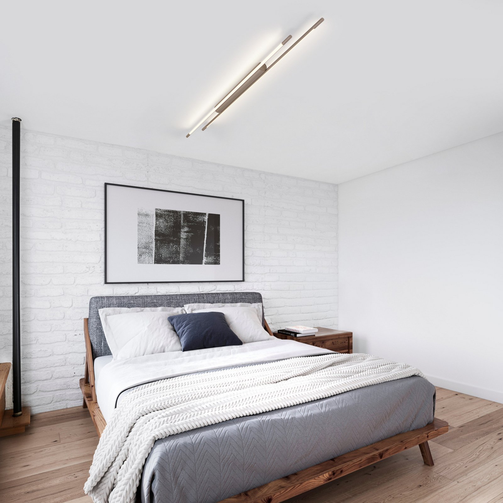 Helestra LED-Deckenlampe LEDA, braun, Länge 150 cm, dimmbar