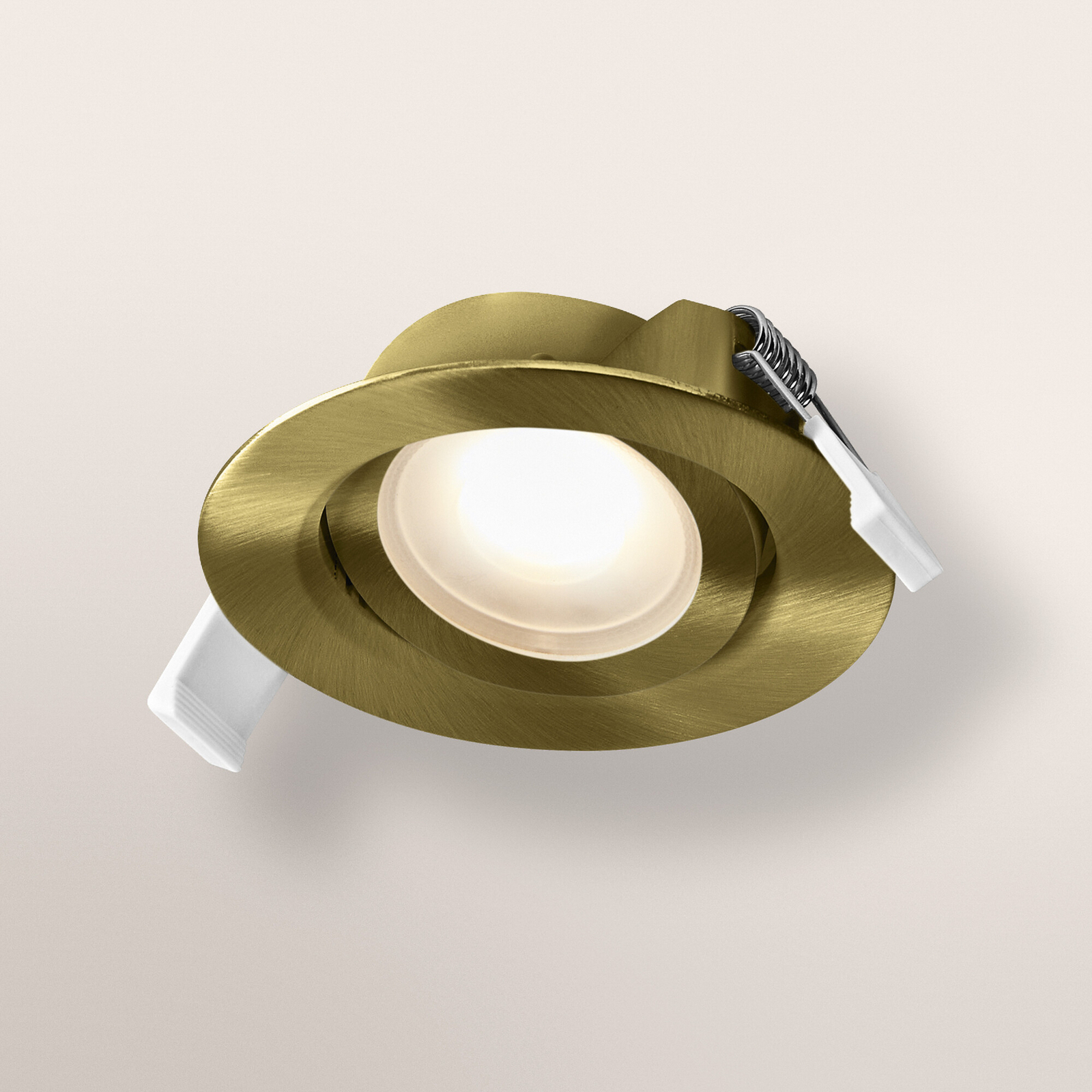 Σετ 3 ενσωματωμένων σποτ LED OSRAM, click-CCT, 120°, ορείχαλκος, Ø 9 cm Σετ 3 ενσωματωμένων σποτ LED OSRAM, click-CCT, 120°, ορείχαλκος, Ø 9 cm