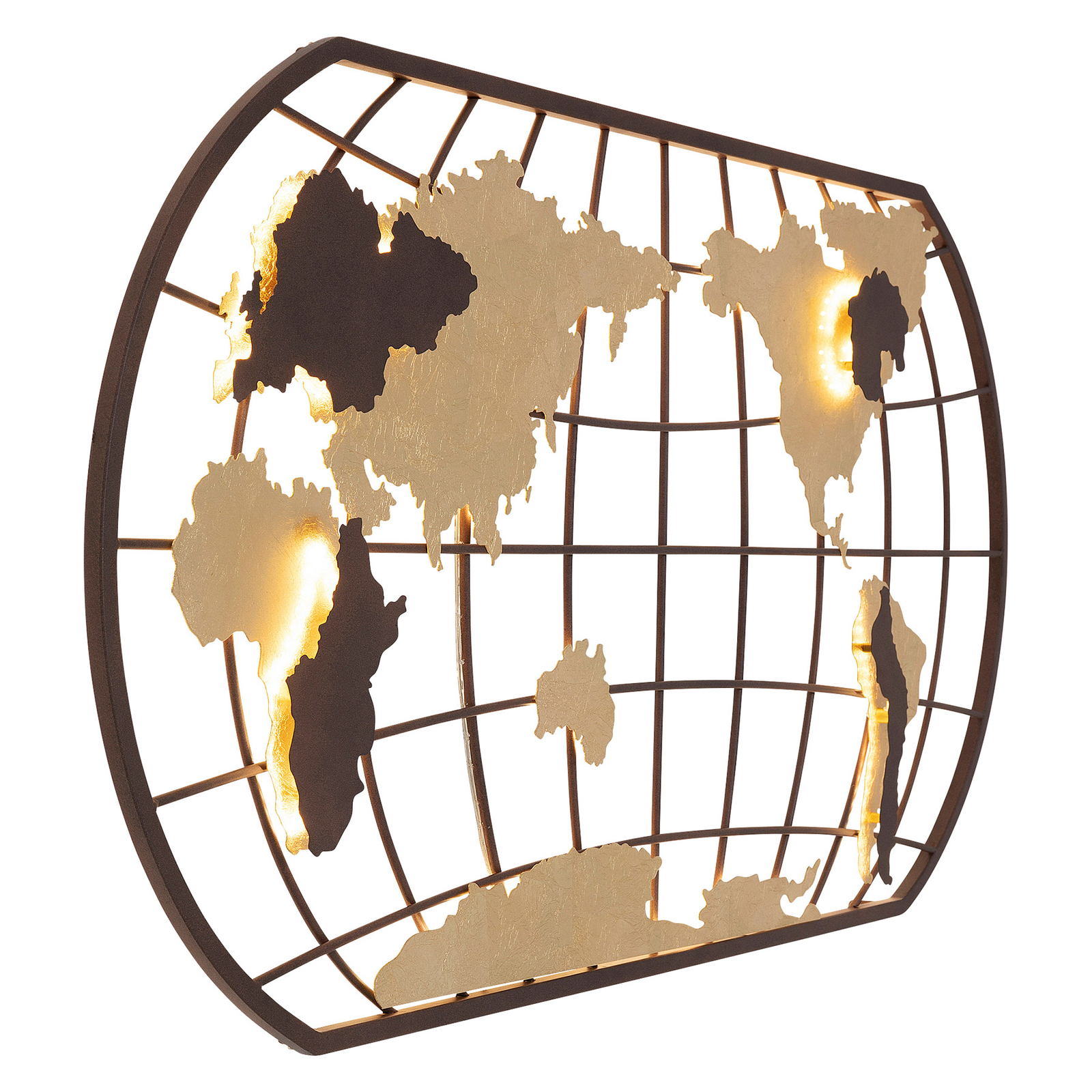 Kinkiet LED KARE Earth Grid w kolorze brązowym/złotym