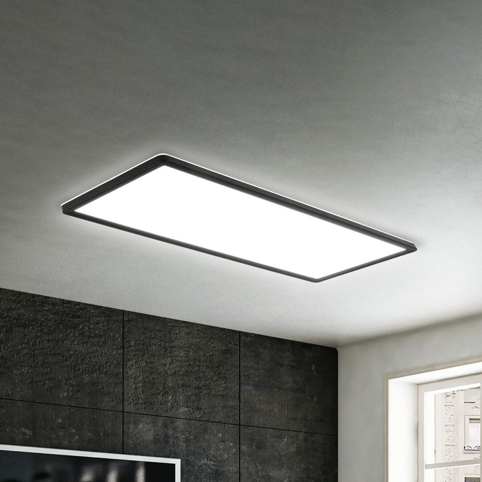 Pinta-asennettava LED-paneeli Slim 58x20cm on/off 4,000K musta