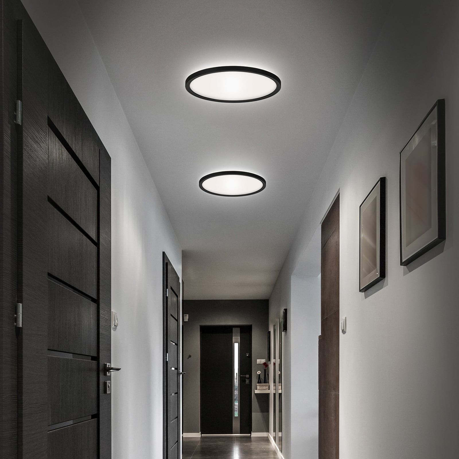 LED vonios lubų šviestuvas „Slim Drip“, juodas, Ø 42 cm, IP44