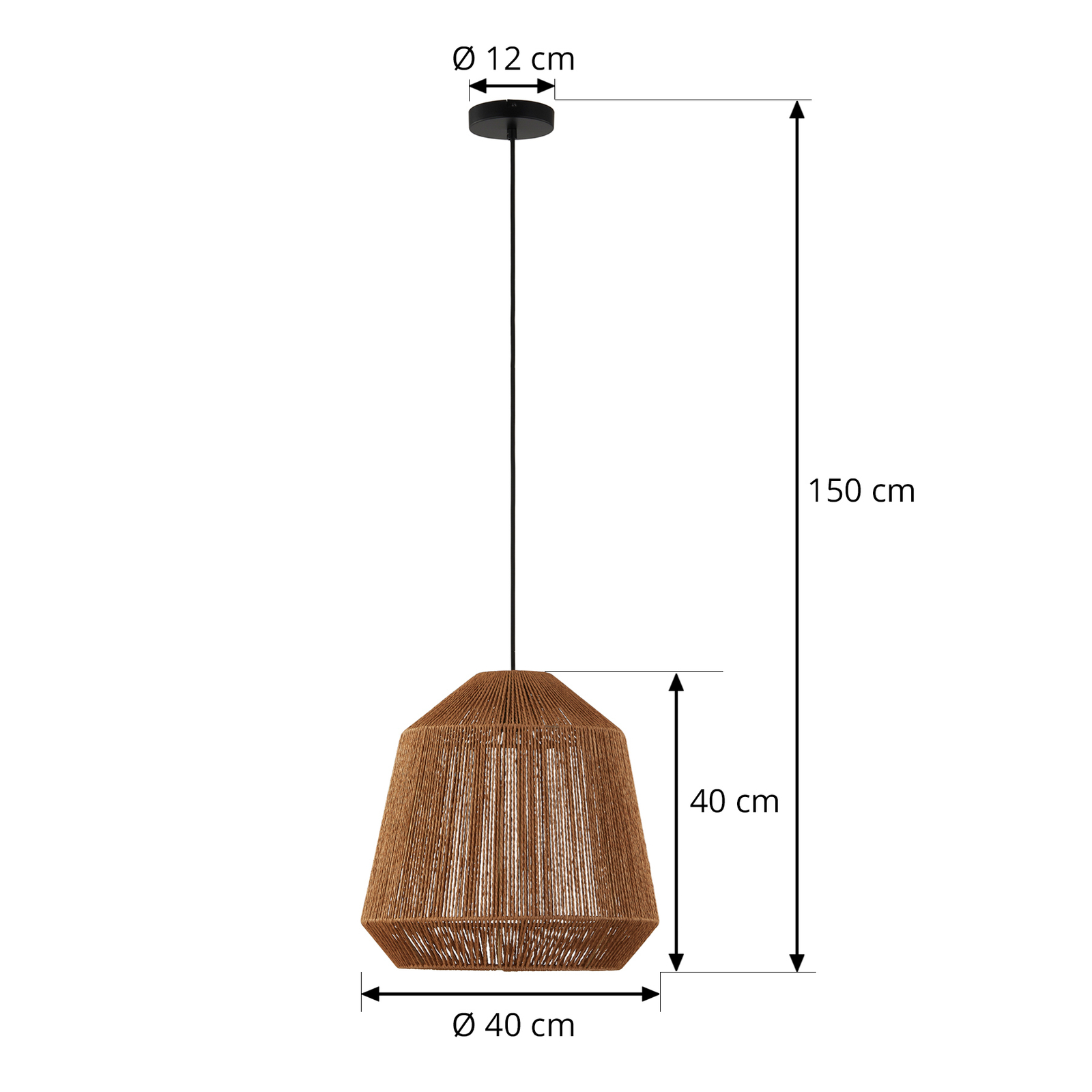 Lindby pendant light Otso, 40 cm high, bamboo, E27