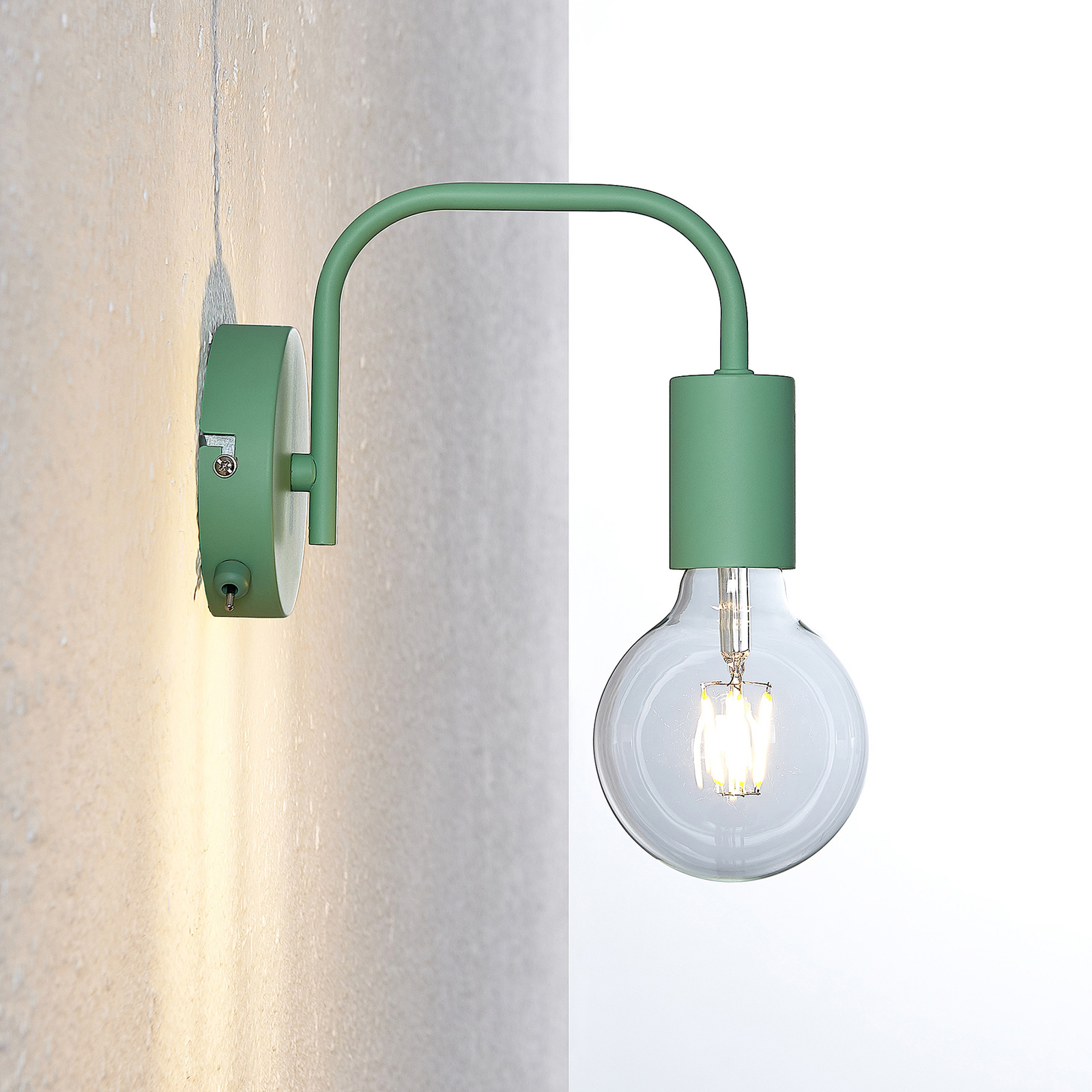 Lindby Erivana fali lámpa kapcsolóval, világoszöld színben