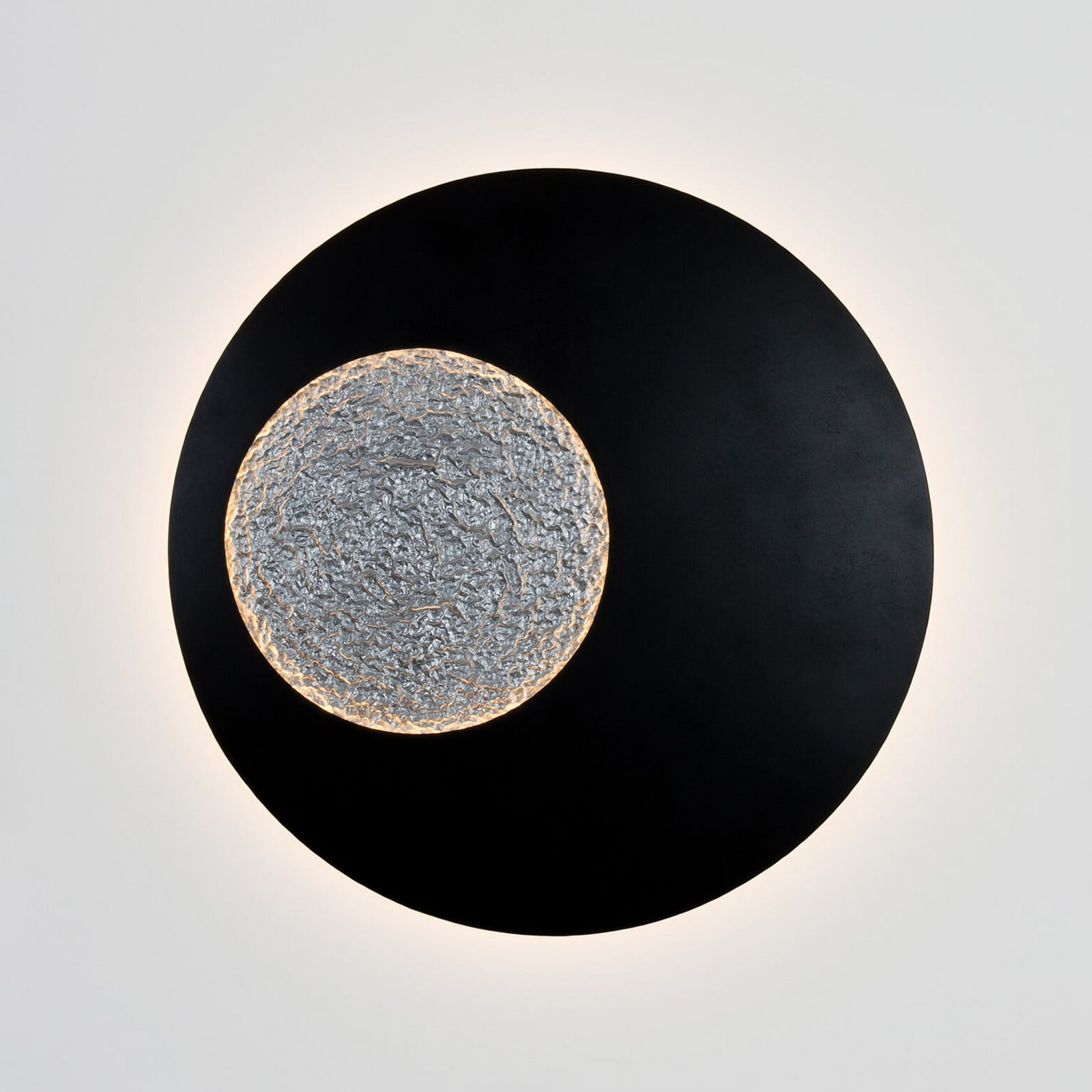 Holländer Aplică de perete cu LED LUNA GIGANTE XL negru/argintiu Ø 100 cm dimabilă - Camera de zi / sufragerie - Modern - maro-negru-argintiu - Metal