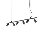 Lampada a sospensione IDEAL LUX Dynamite Round nera, a 6 luci